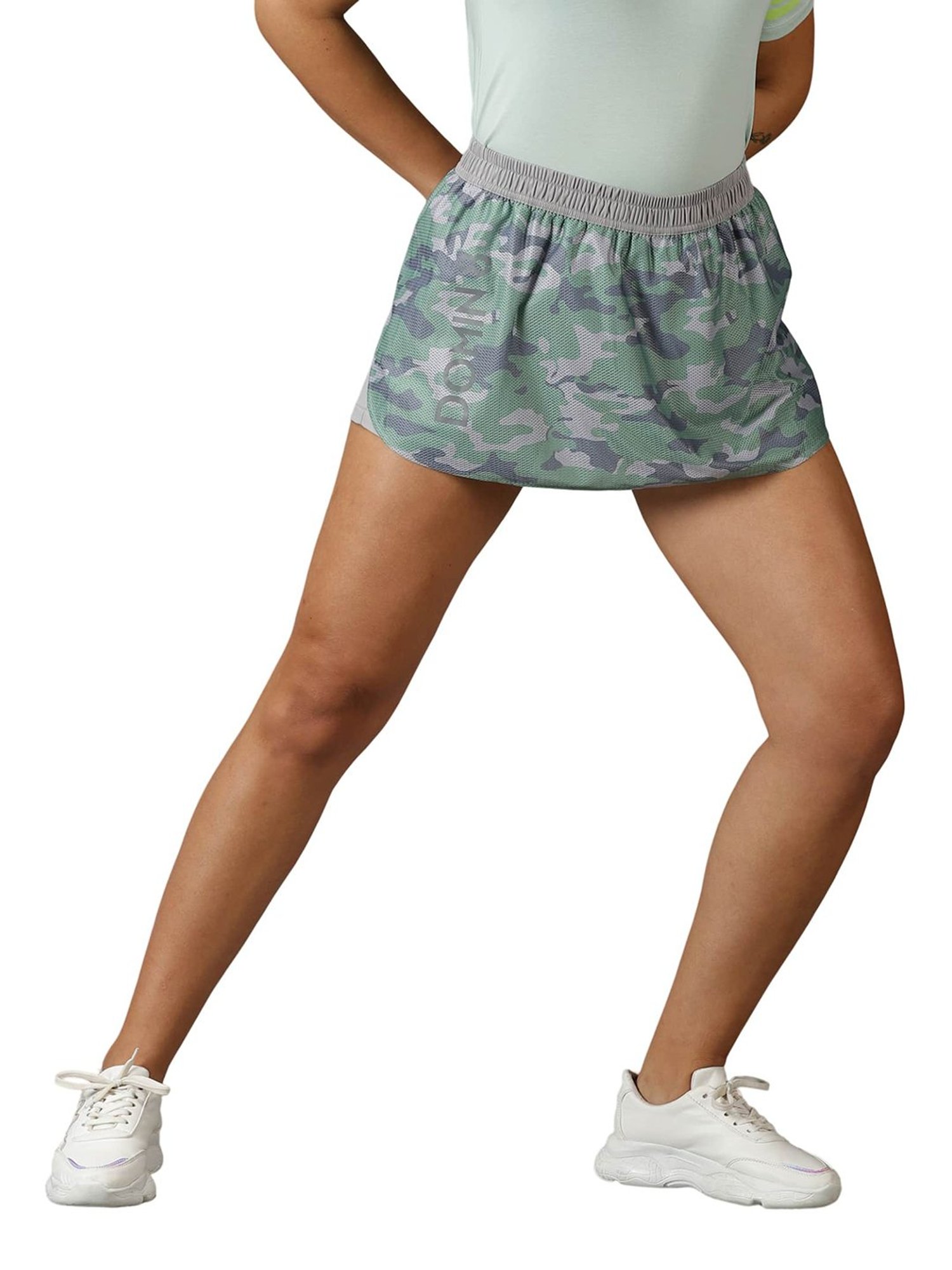 Domin8 Women Double Layered Camouflage Shorts With Zipper Pockets