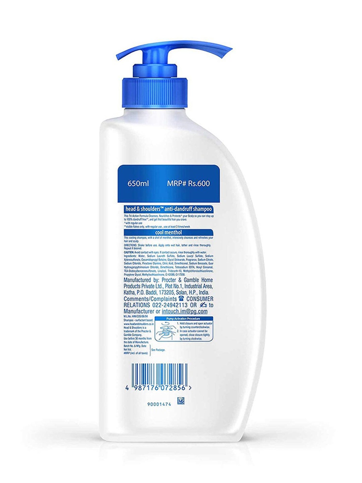 Head & Shoulders Cool Menthol Anti-Dandruff Shampoo - 650 ml
