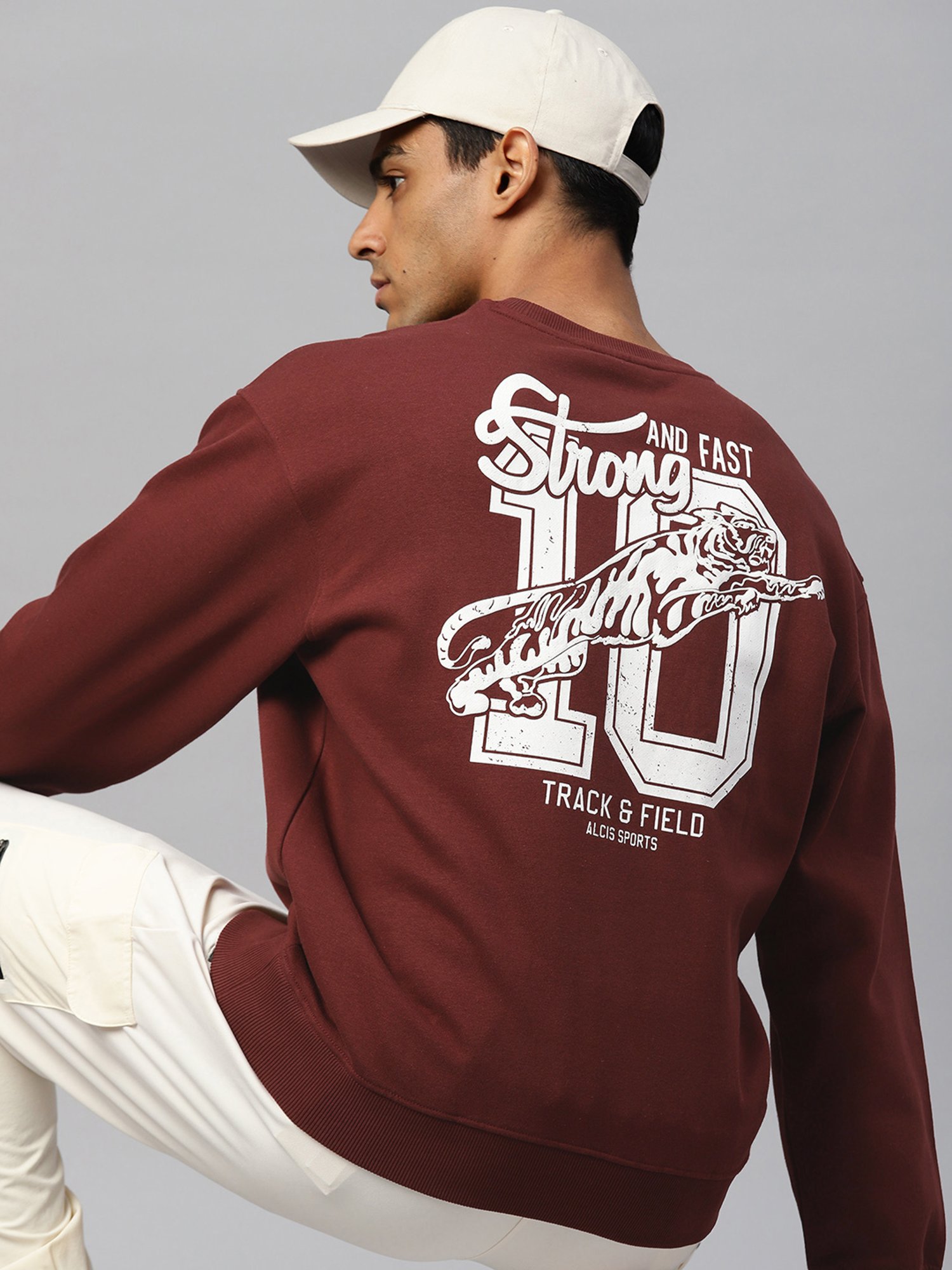 ALCIS Red Regular Fit Graphic Print Sweatshirt