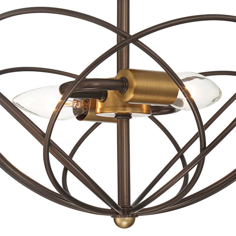 360 Lighting Mid Century Modern Ceiling Light Semi Flush Mount Fixture Bronze Warm Brass 13" Wide 2-Light Open Wire Caged Bedroom