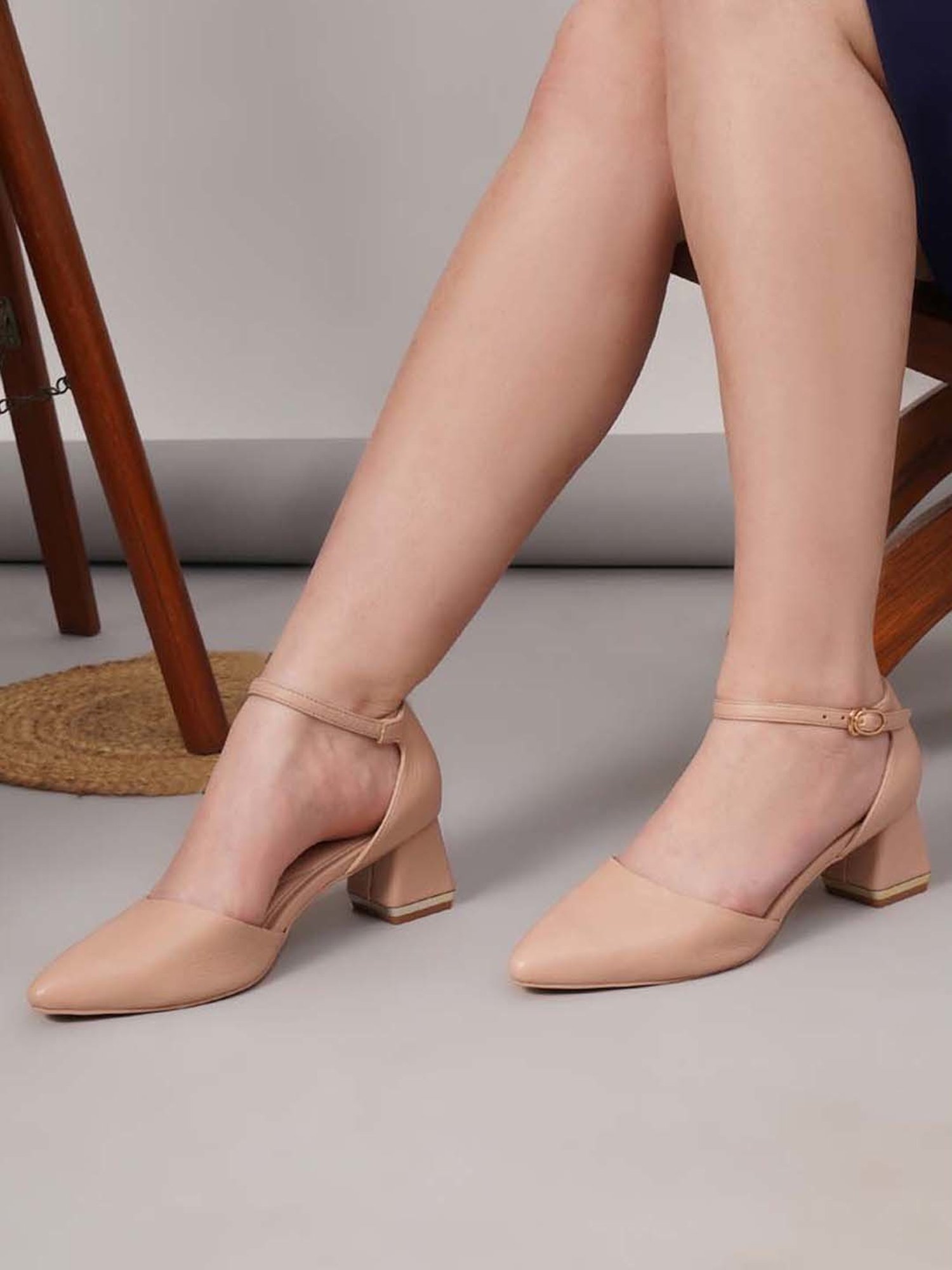 Sherrif Women's Nude Ankle Strap Sandals