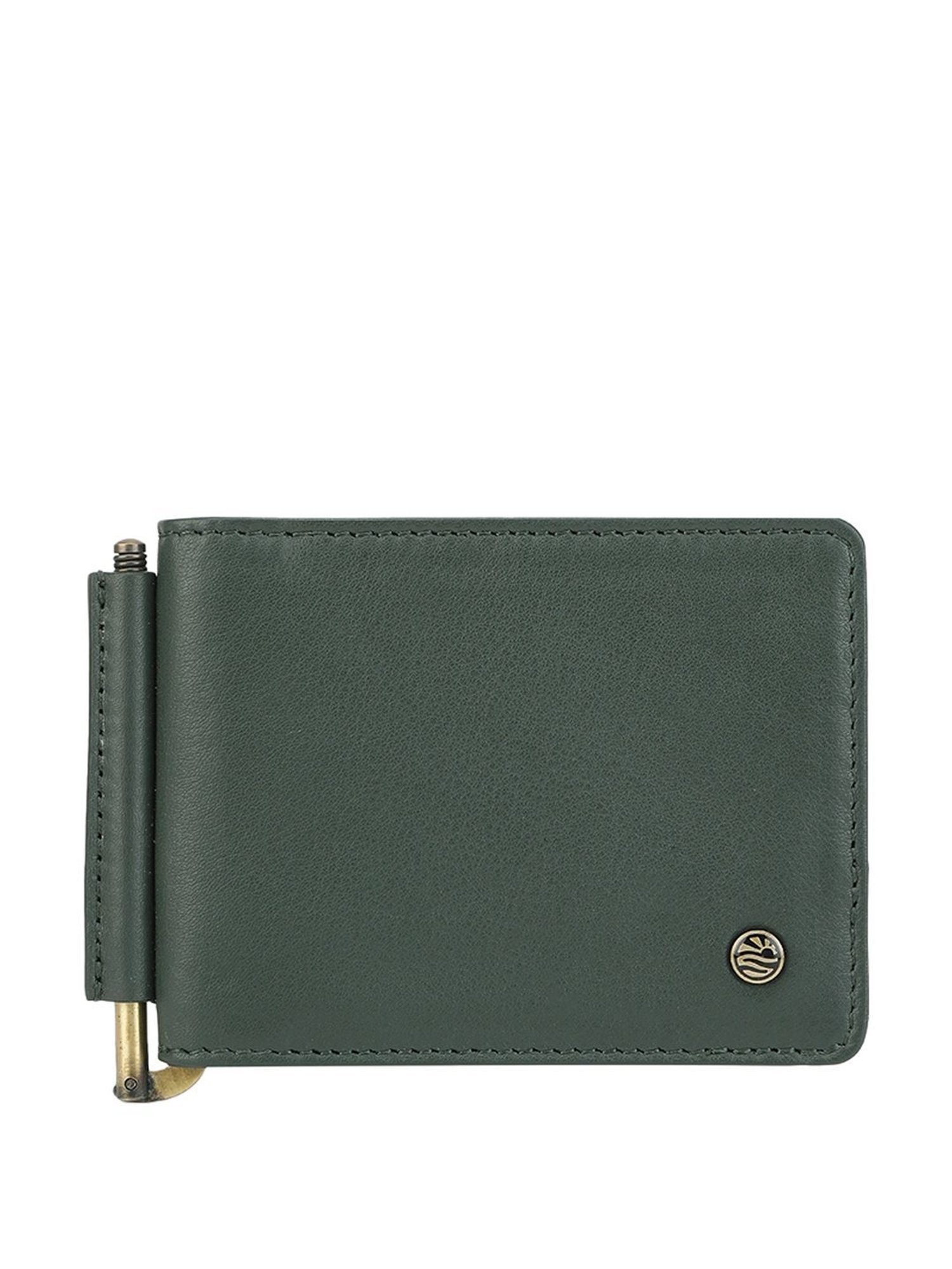PERQUISITE Green Casual Leather Bi-Fold Wallet for men