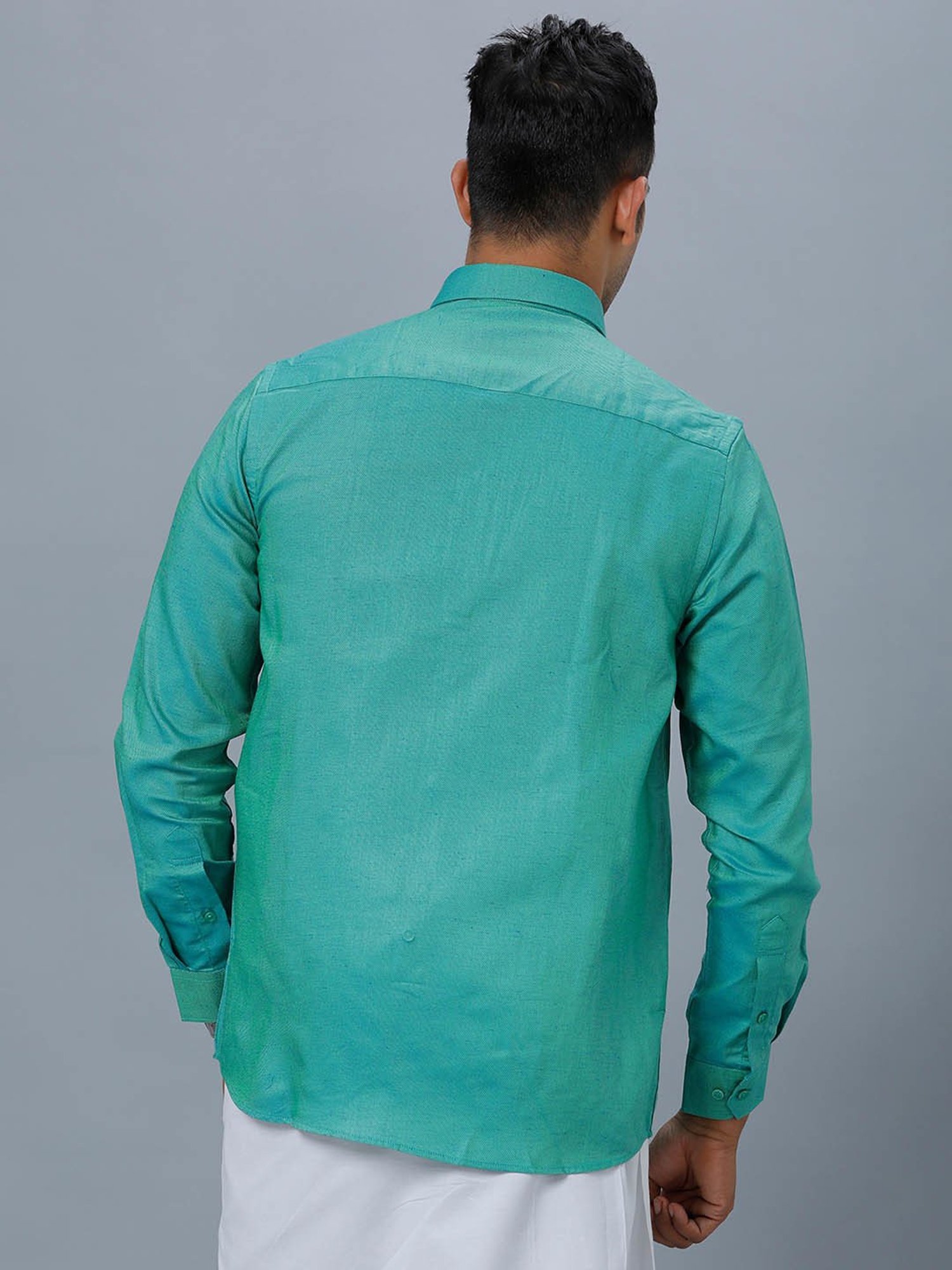 Ramraj Green Regular Fit Shirt