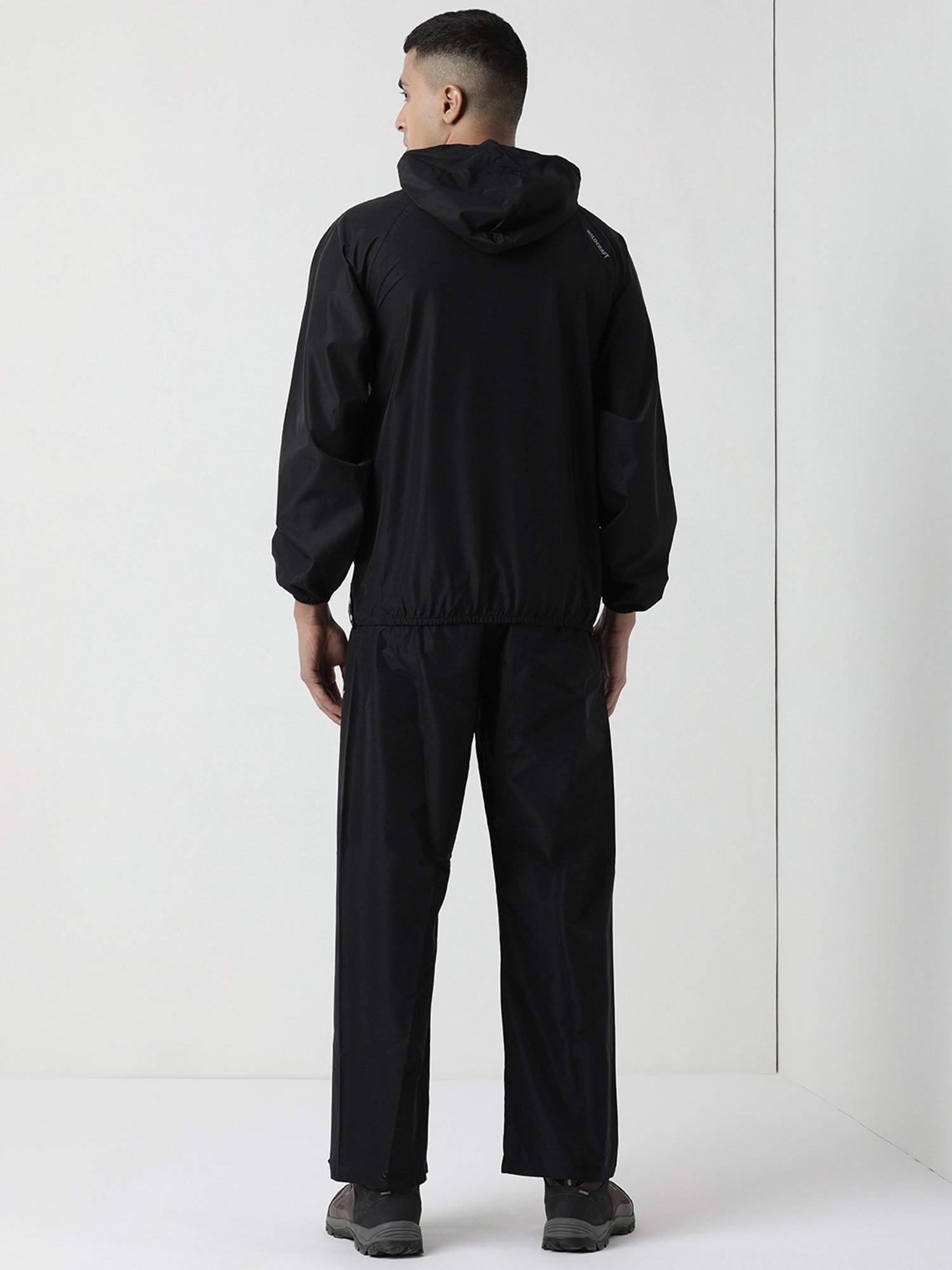 Wildcraft Jet Black Camo Print Hooded Raincoat Set