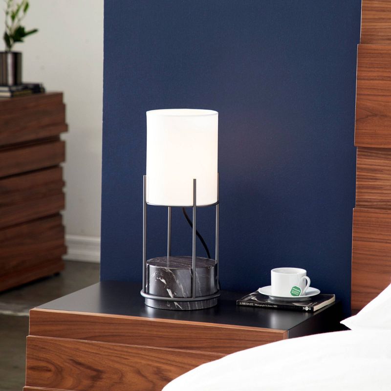 7.8" x 18.6" Marble Cylinder Table Lamp Black - Venus Williams Collection