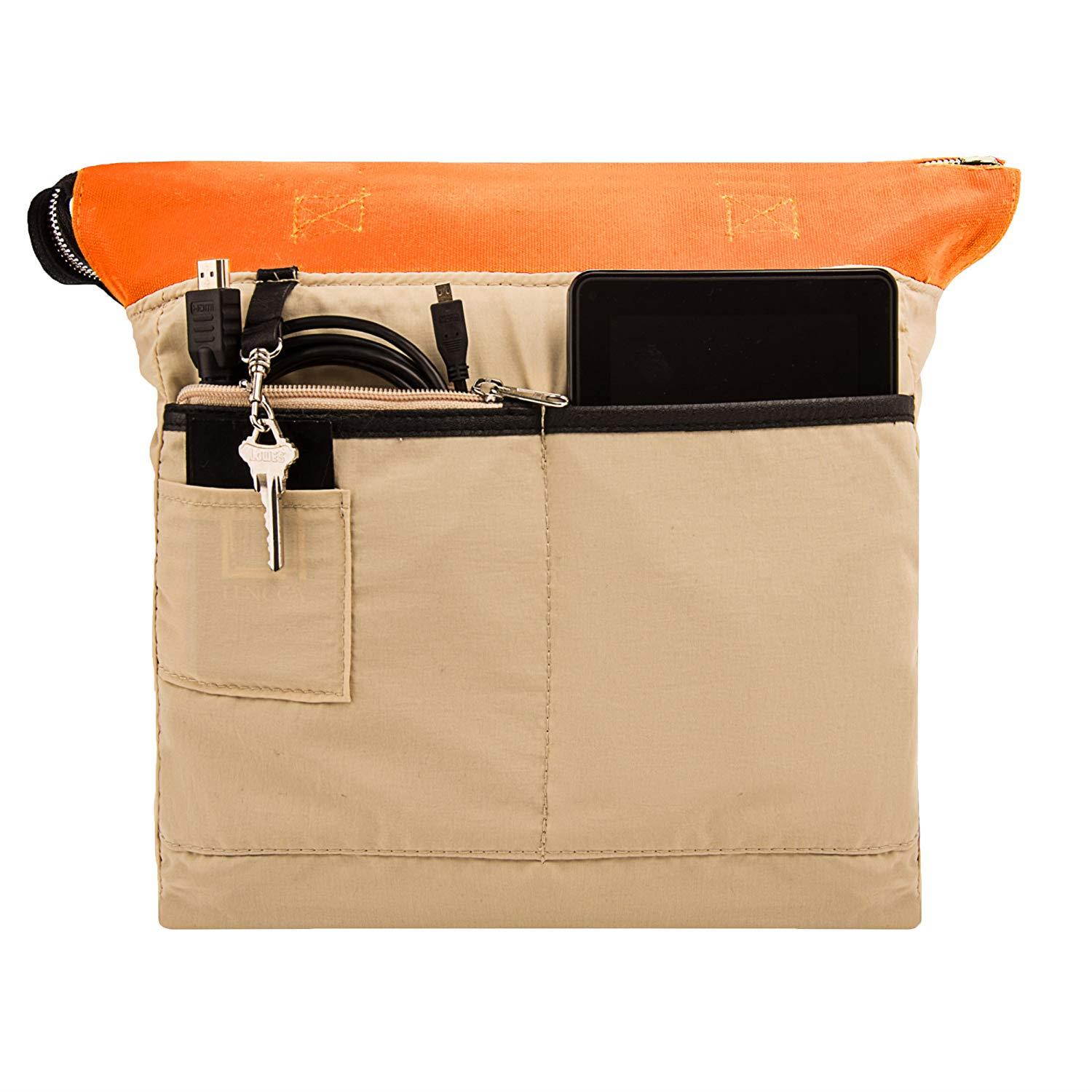 Lencca Universal Hybrid 3 in 1 Carrying Tote Messenger Crossbody Shoulder Bag Backpack for Samsung Galaxy Note/Tab Pro/Tab 4/3/2 10.1" Fit 10-12.2 inch Google Android Tablet (Orange)