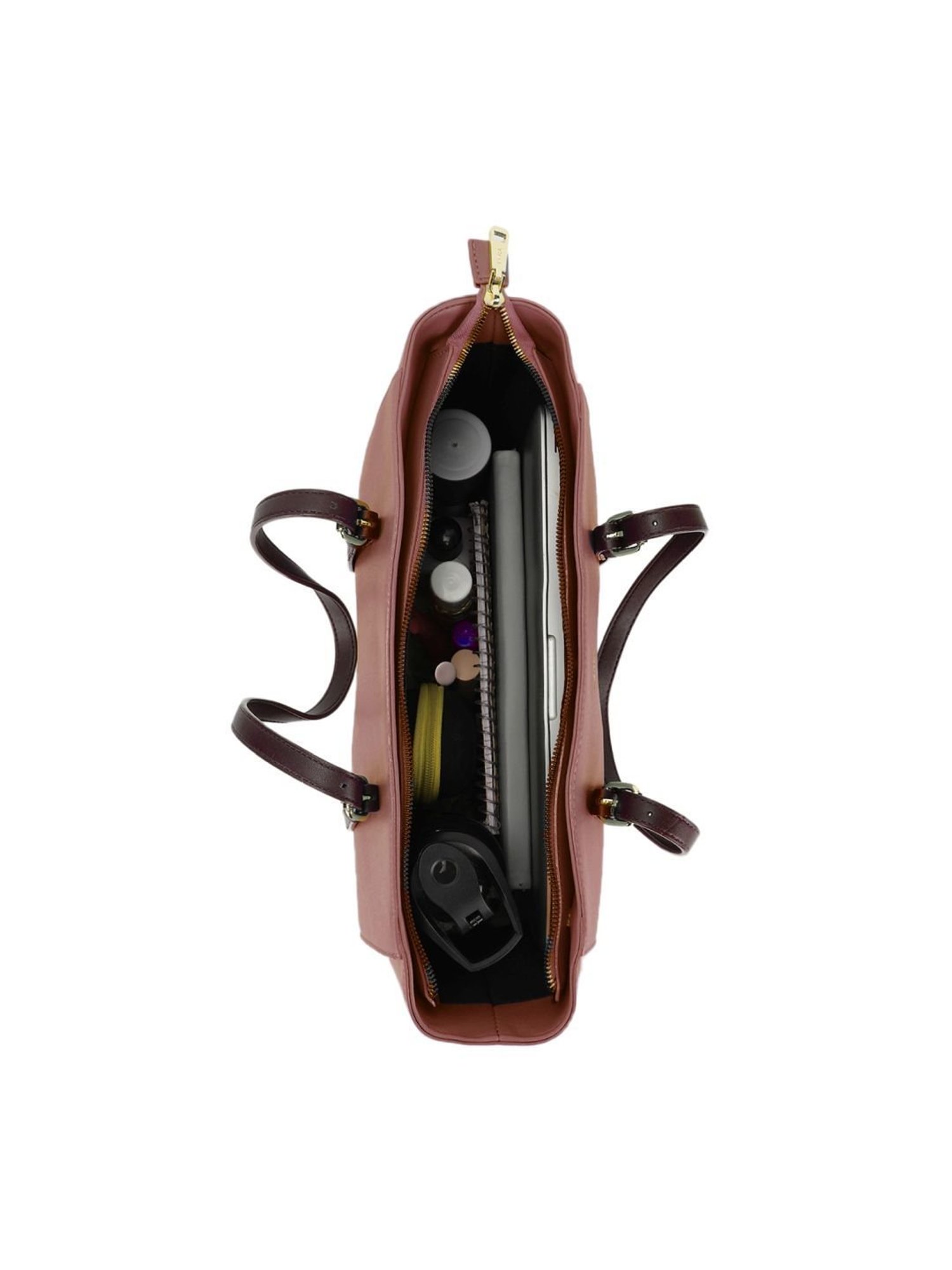 Tyra Abelia Brown Solid Faux Leather Tote Handbag