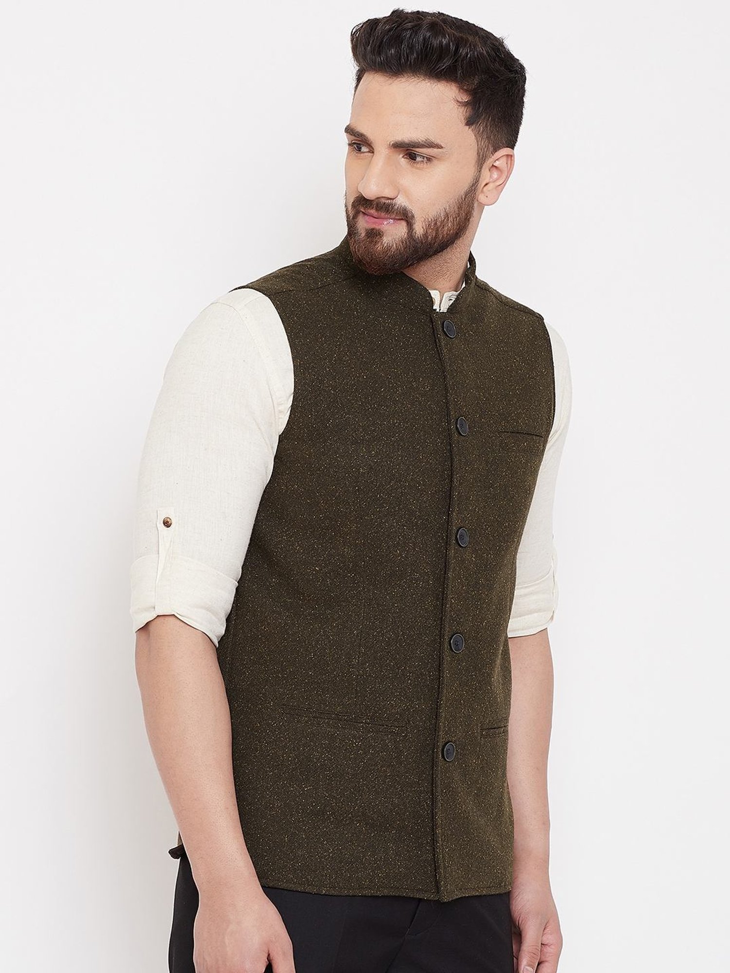 Even Green Regular Fit Nehru Jacket