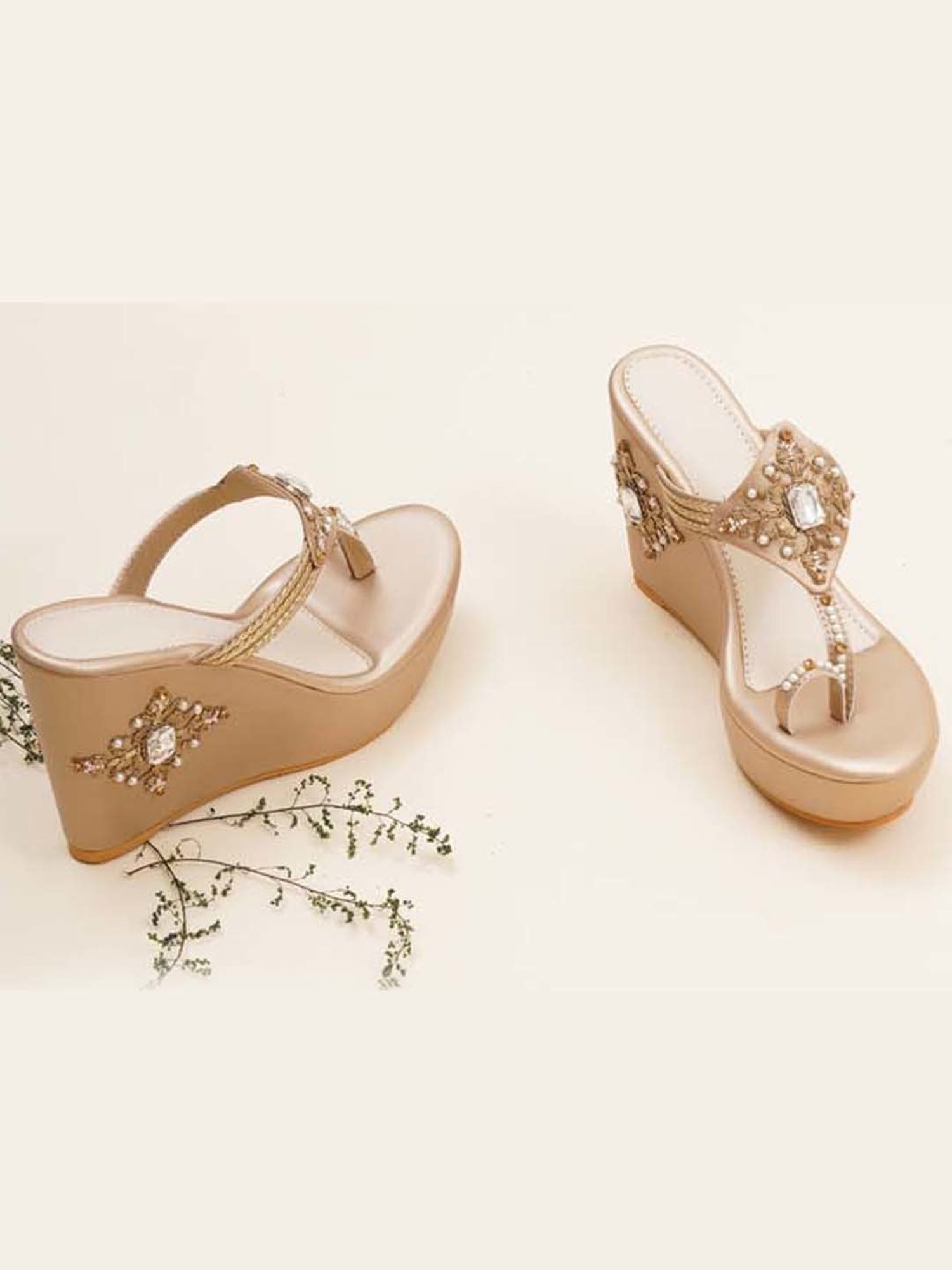 Sole House Women's Gold Toe Ring Wedges