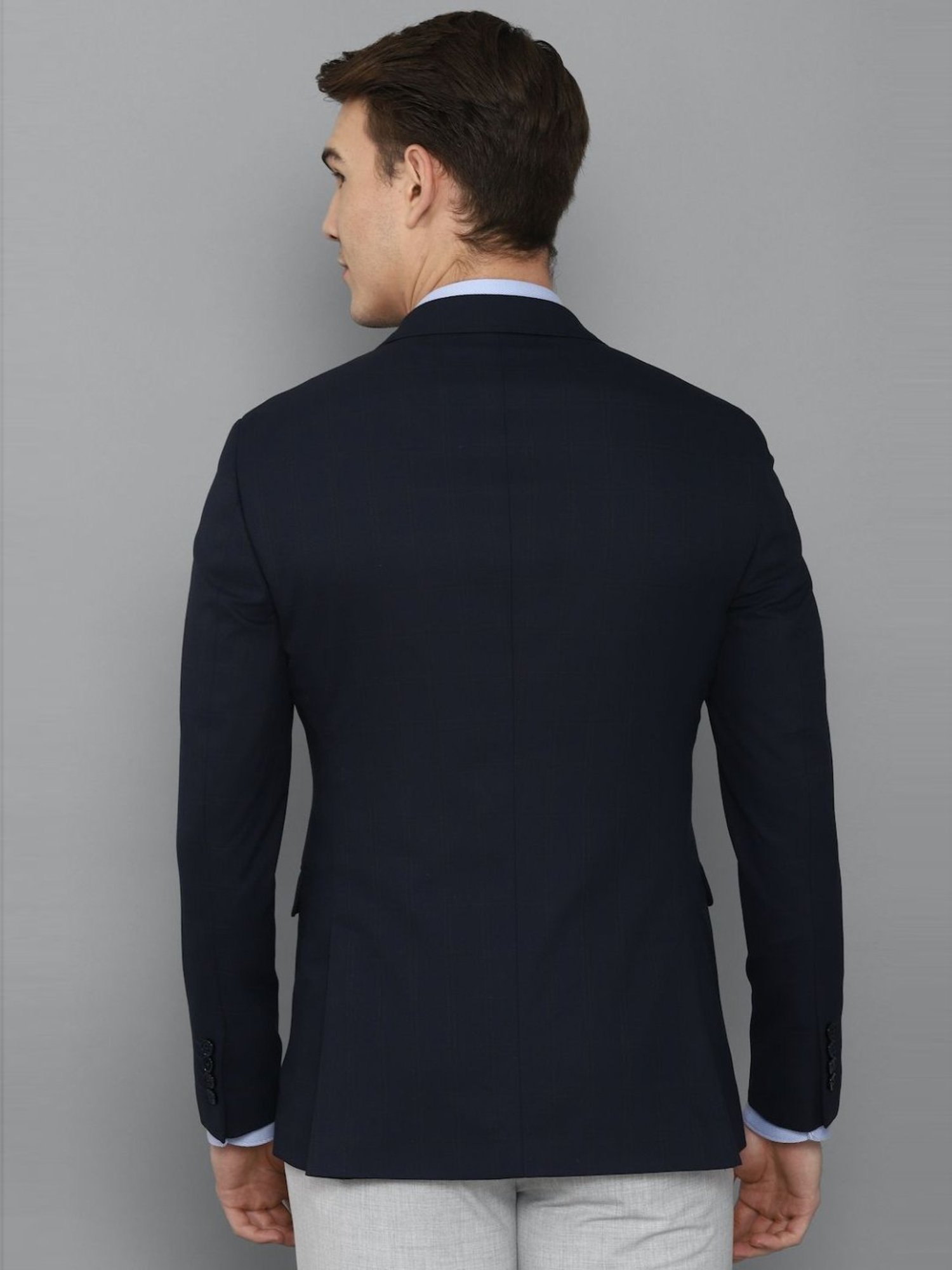 Louis Philippe Navy Slim Fit Checks Blazers