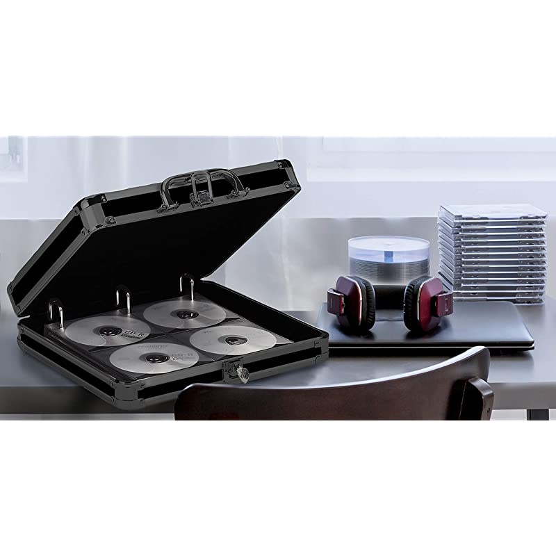 VZ03777 Locking Hard Case Media Binder with Key Lock 128 CD or DVD Capacity 135 x 128 x 36 Inches Tactical Black