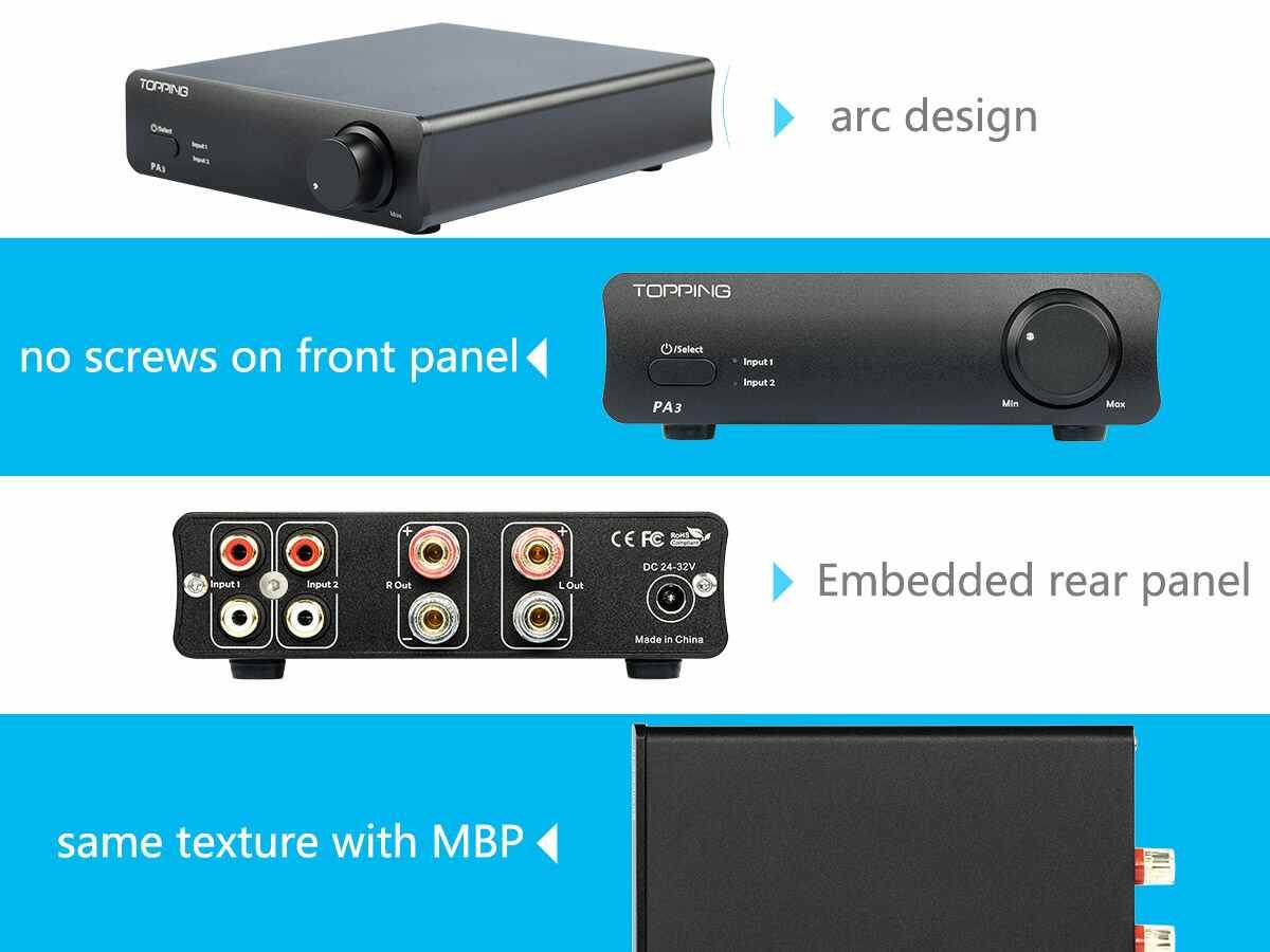 TOPPING PA3 Desktop Power Amplifier 80W x 80W 2 Channel TDA7498E HiFi Class D Digital Amplifiers