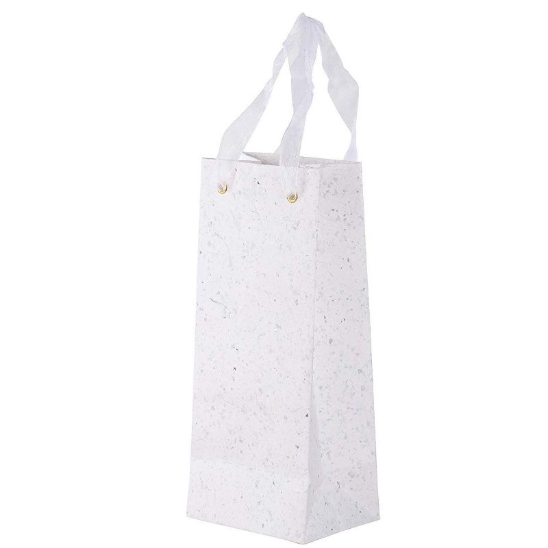 Sustainable Greetings 8-Pack Handmade Paper Wine Bottle Gift Bags w/Silver Flecks for Holidays Wedding Anniversary