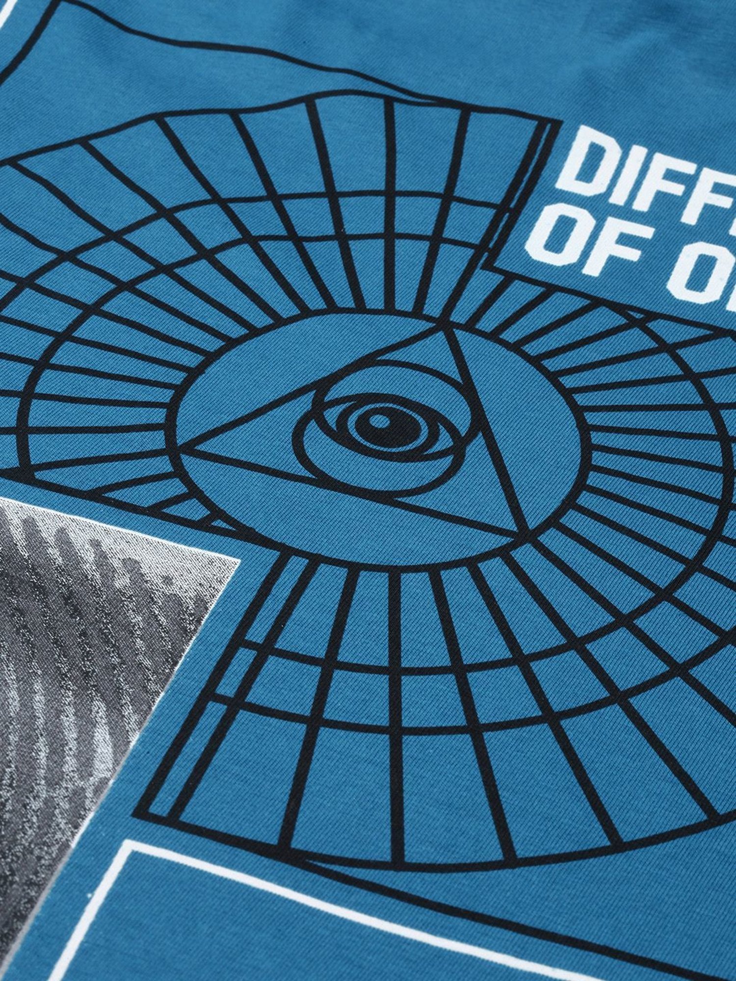 Difference of Opinion Blue Cotton Loose Fit Printed T-Shirt