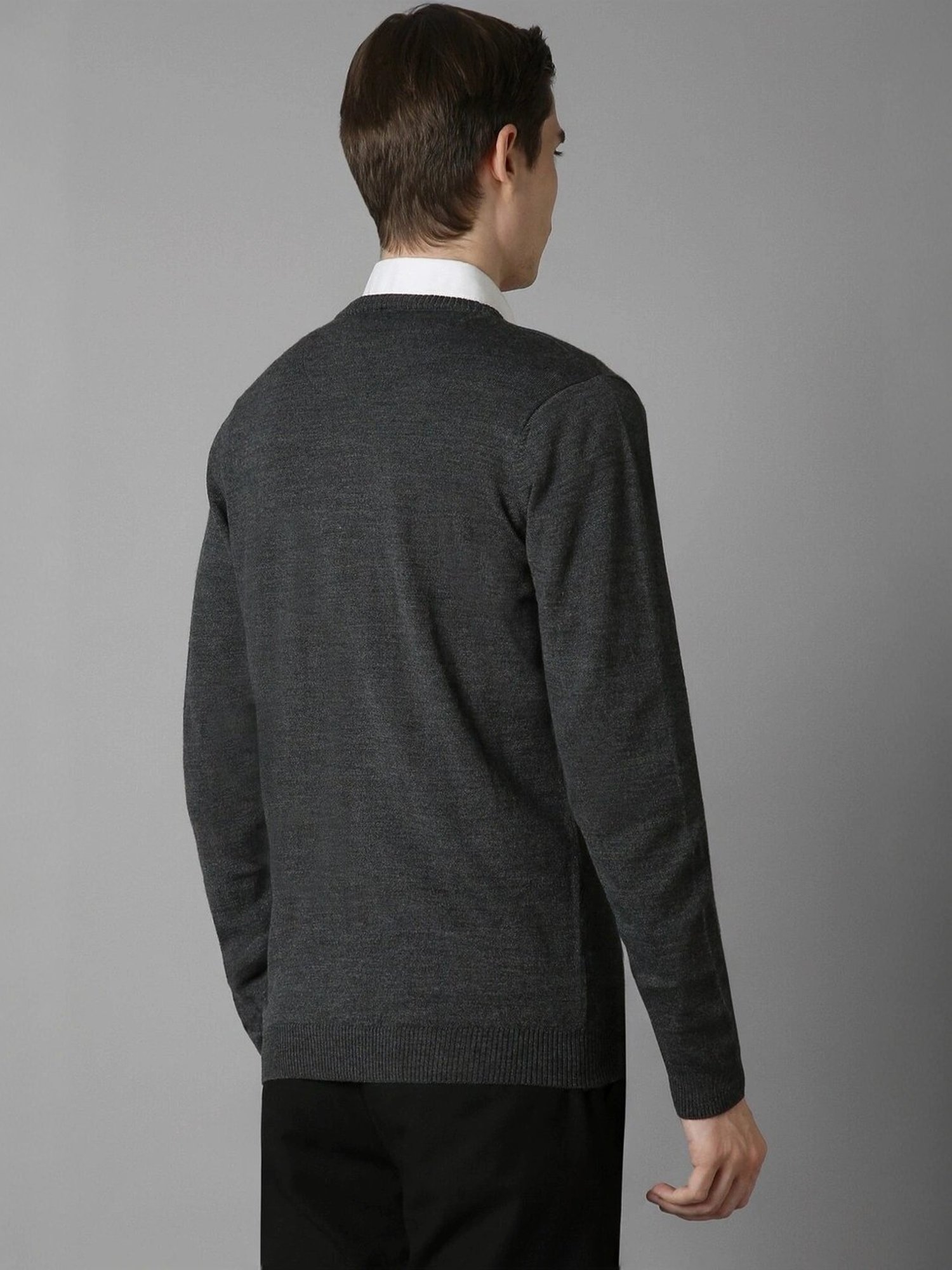 Louis Philippe Grey Regular Fit Sweater