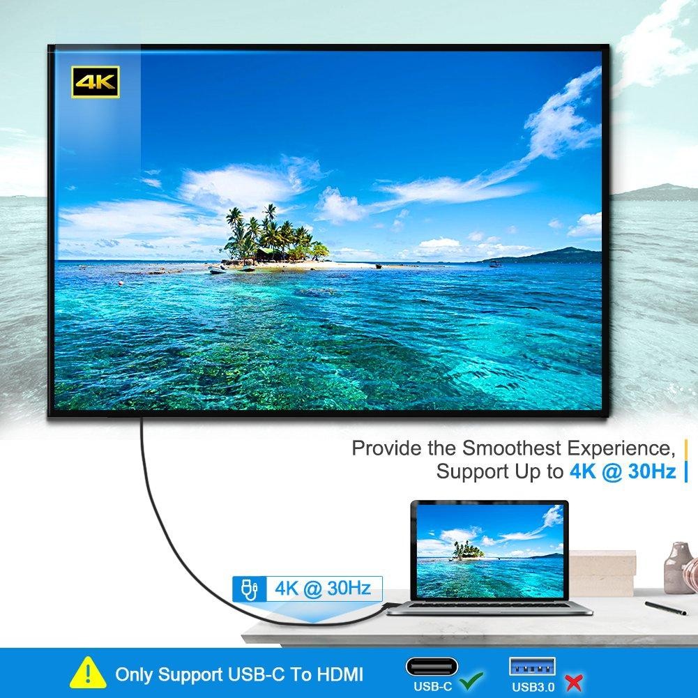 CableCreation USB C to HDMI 4K Right Angel Adapter Cable, Thunderbolt 3 Compatible, Compatible with Macbook Pro 2019,2018, iPad Pro 2018, Google Chromebook Pixel, Yoga 900, Surface Go, Galaxy S10, 6FT