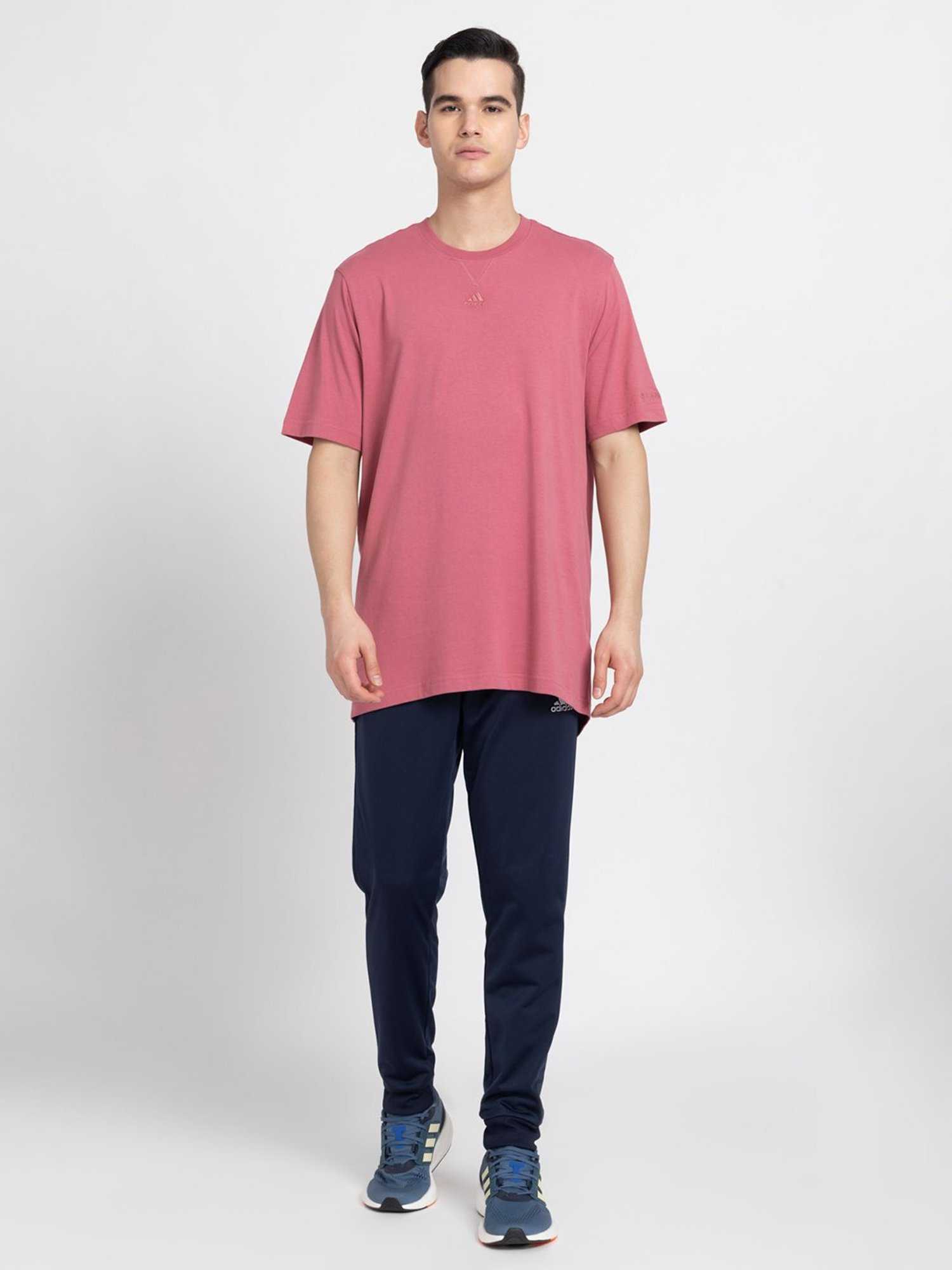 adidas ALL SZN Dark Pink Loose Fit Cotton Crew T-Shirt
