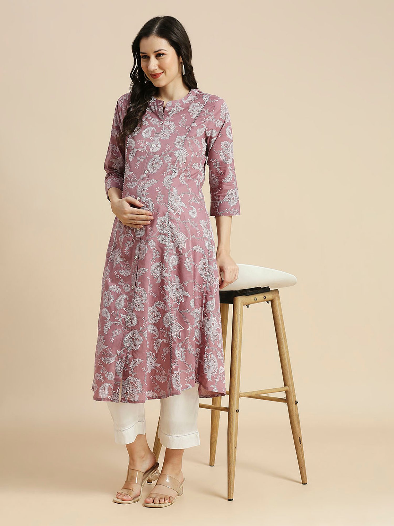Mine4Nine Multicolor Printed Maternity Kurta