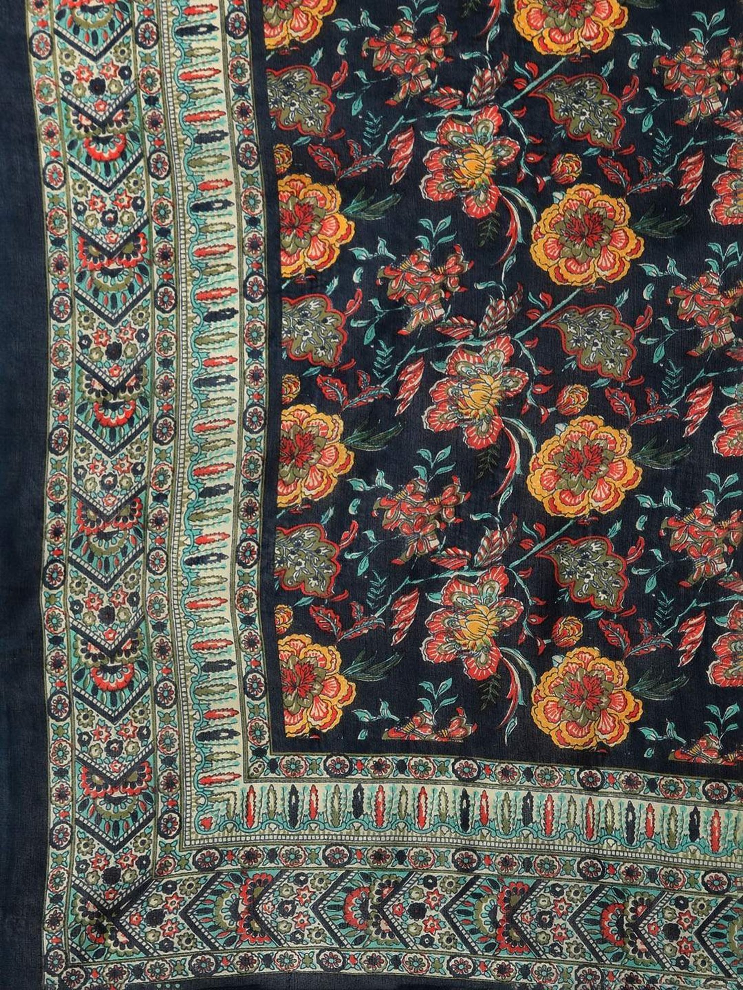 READIPRINT FASHIONS Blue Cotton Floral Print Kurta Pant Set With Dupatta