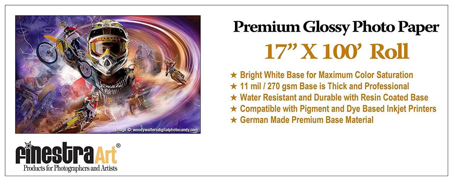 17" X 100' Roll Premium Glossy Photo Paper 270G 11mil [Office Product]