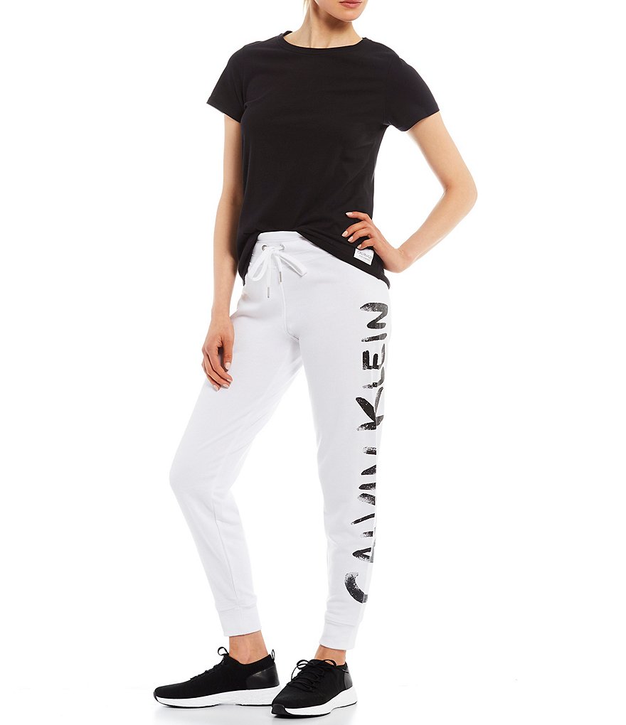 Calvin Klein Performance Jumbo Brush Logo Rib Trim Terry Jogger
