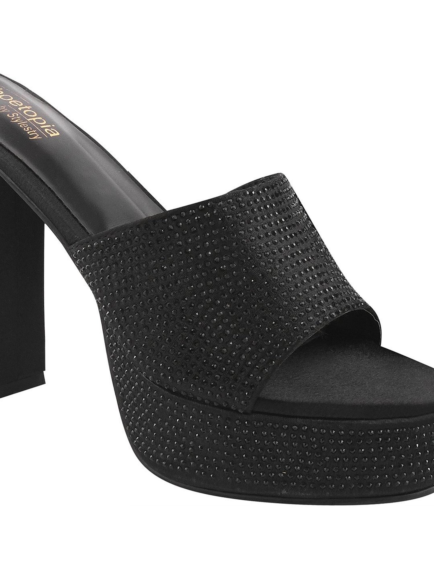 Shoetopia Women's Black Casual Sandals