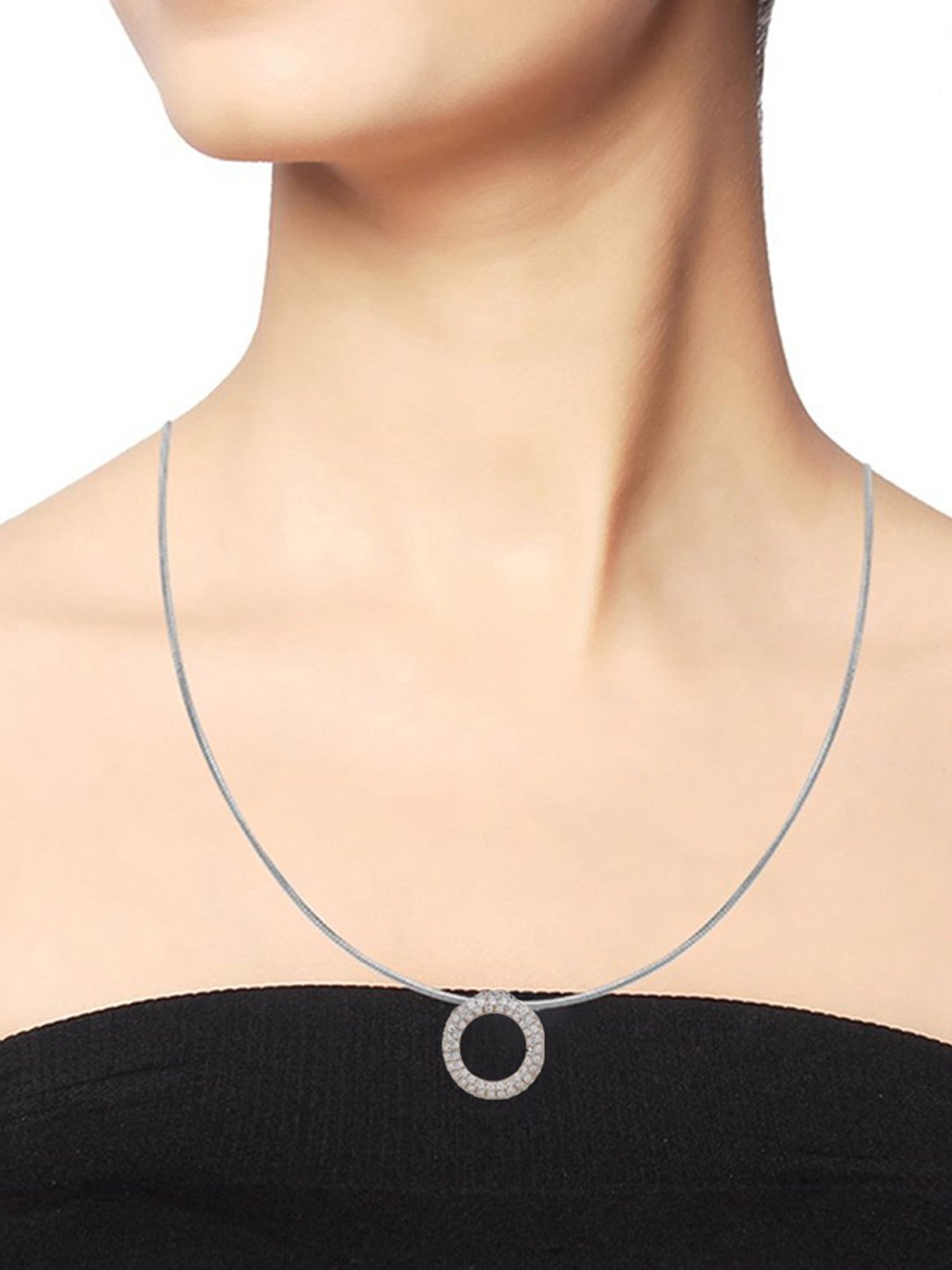 Zavya 92.5 Sterling Silver Pearlescent Elegance Pendant with Chain for Women