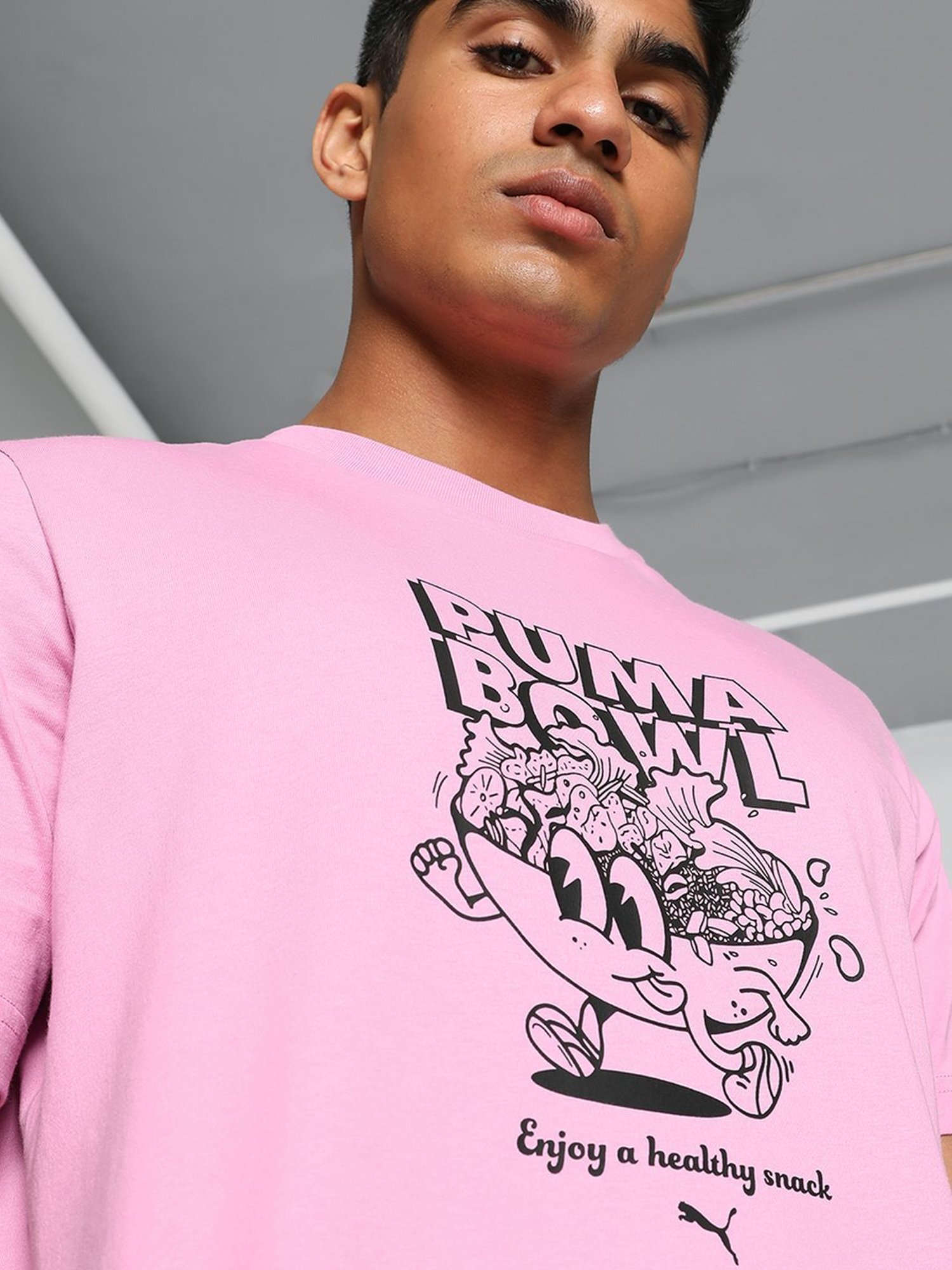 Puma Pink Cotton Regular Fit Printed T-Shirt