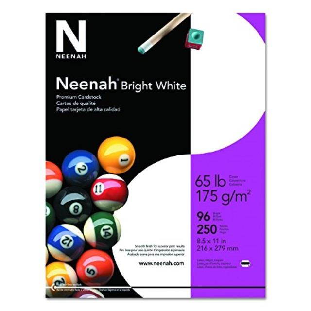 neenah bright white cardstock, 81/2 x 11 inches, 65 lb, pack of 250