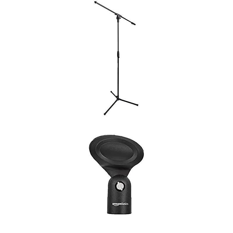 Tripod Boom Microphone Stand with Elliptical Style Microphone Clip