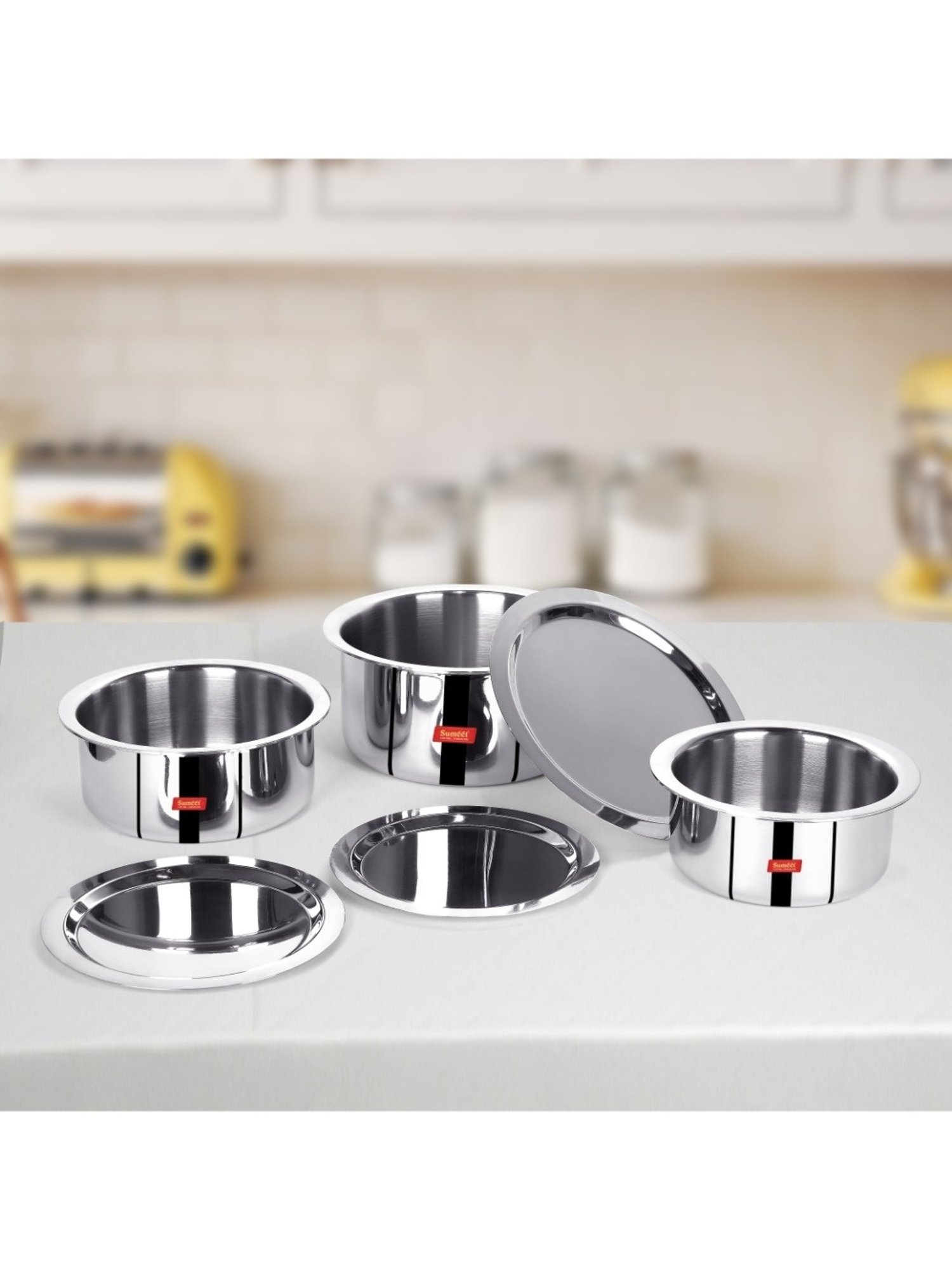 Sumeet Cook Smart TriPly SAS Tope Set of 3Pc with Lid- (2Ltr, 18Cm), (3Ltr, 20Cm), (4Ltr, 22Cm)