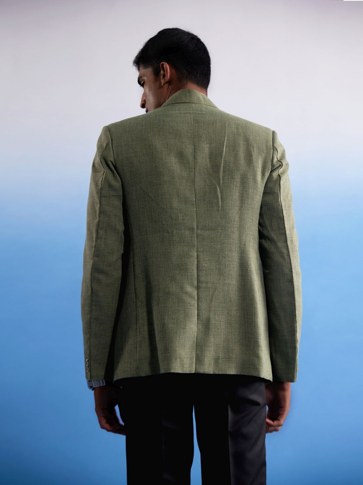 Vastramay Green Cotton Regular Fit Blazer