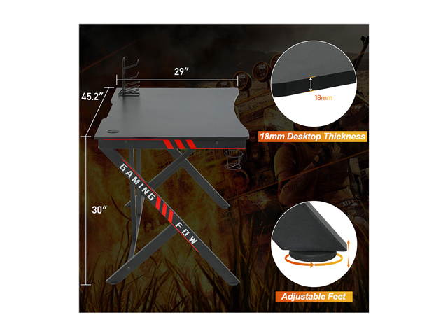 Gaming Desk Computer Desk Home Office Desk Racing Style Study DeskExtra Large Modern Ergonomic PC Carbon Fiber Writing Desk Table with Cup Holder Headphone Hook