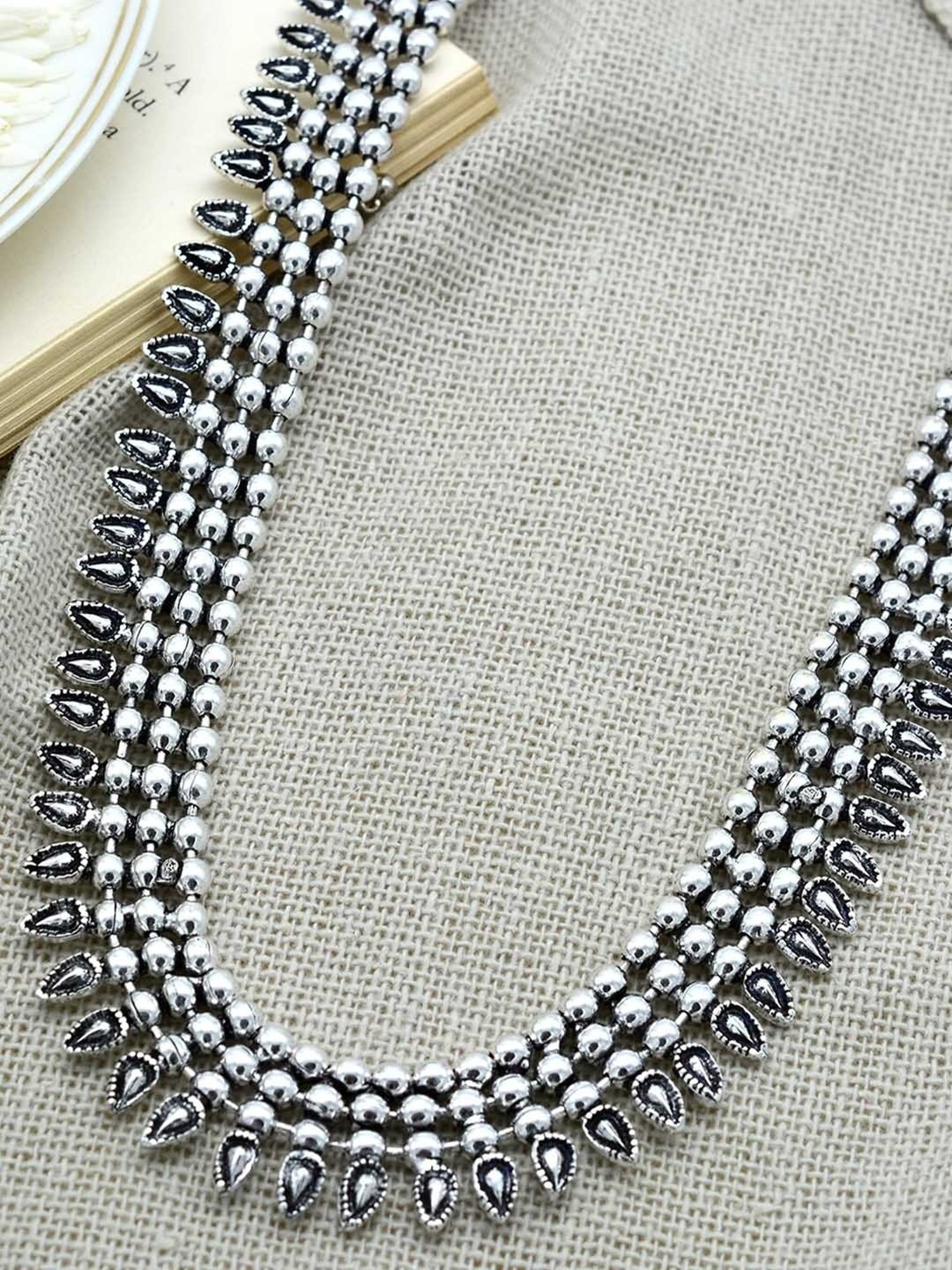 Teejh Ethnic Yashika Silver Oxidized Long Necklaces for Women