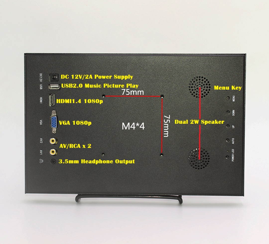 11.6" Portable Display 11.6 inch 1920x1080 60HZ Full HD 1080p IPS LED LCD Monitor with HDMI VGA USB AV  Headphone Ports, 12V 2A DC Power Supply,  Dual Built-in Speaker.