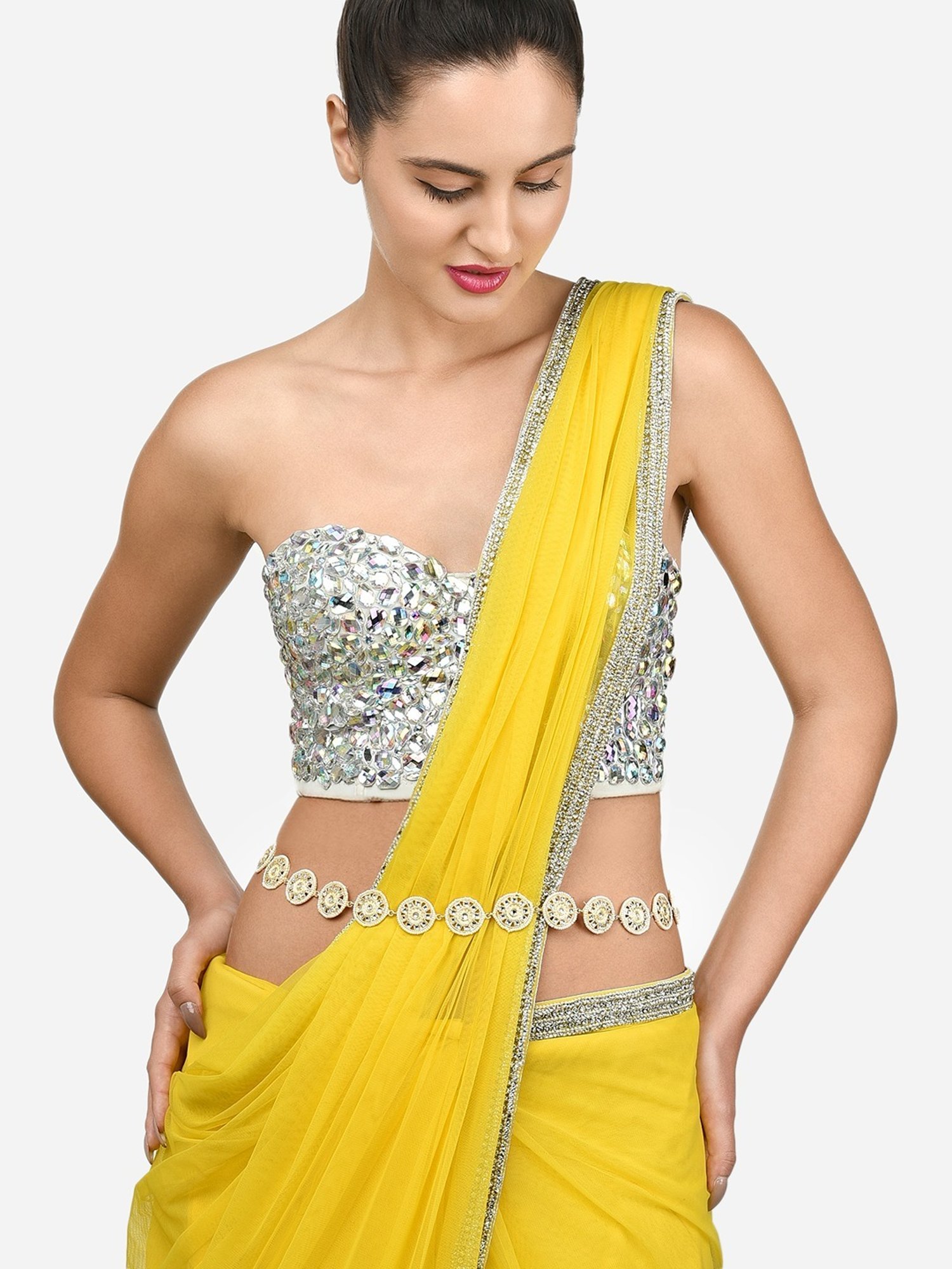 Zaveri Pearls Gold Tone Traditional Kundan Pearls Embellished Bridal Kamarbandh-ZPFK15971