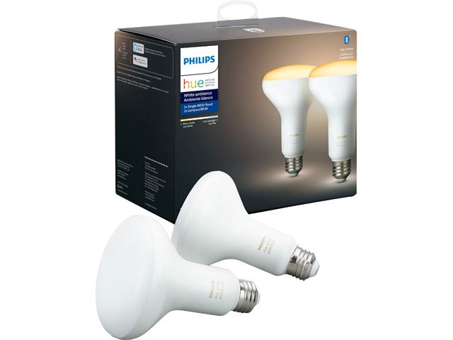 Philips Hue 548594 White Ambiance BR30 Bluetooth Smart LED Bulb (2-Pack) - Adjustable White