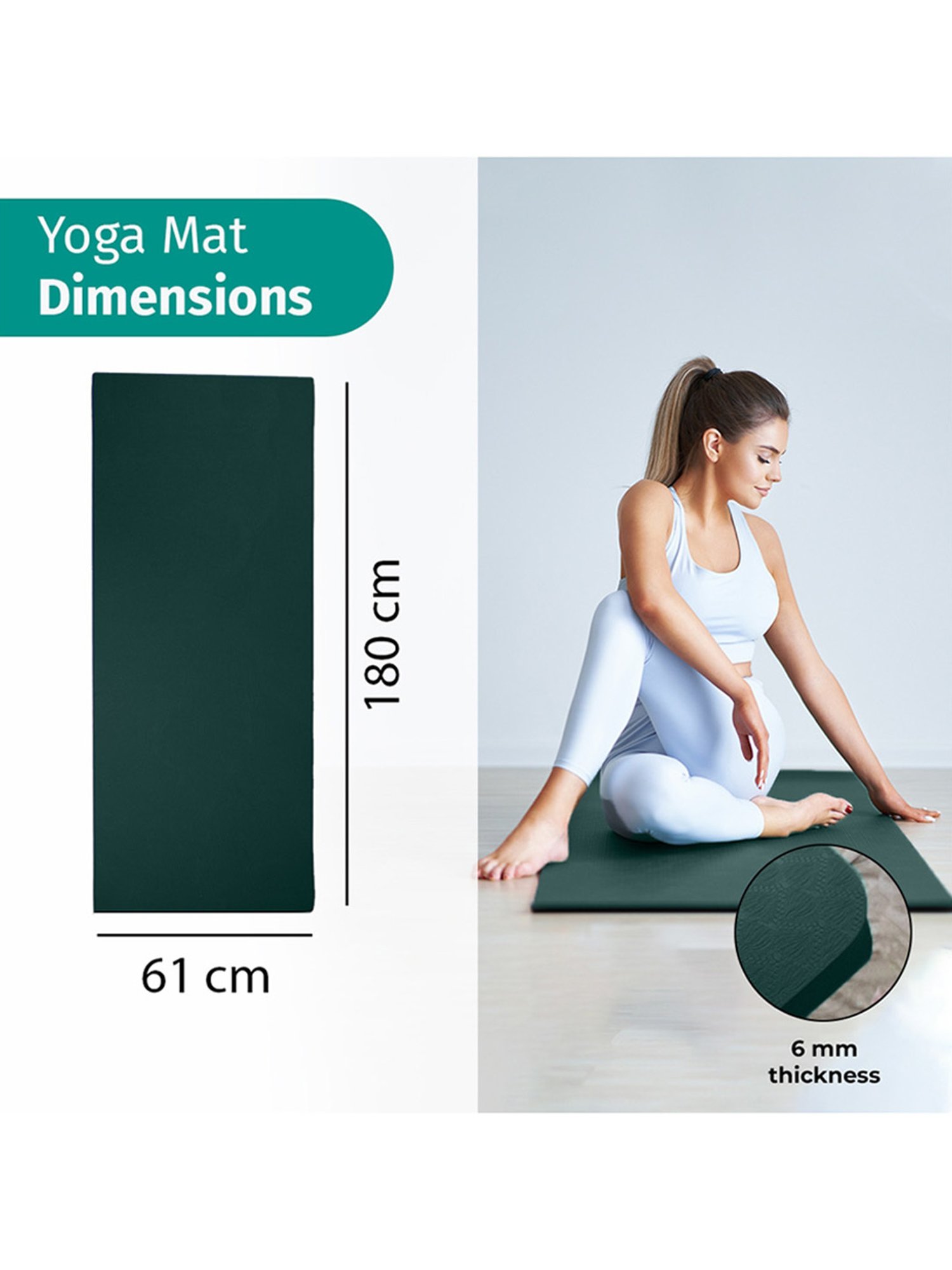 Yogarise Anti-Skid Yoga Mat Combo (Bottle Green) Size - 6mm