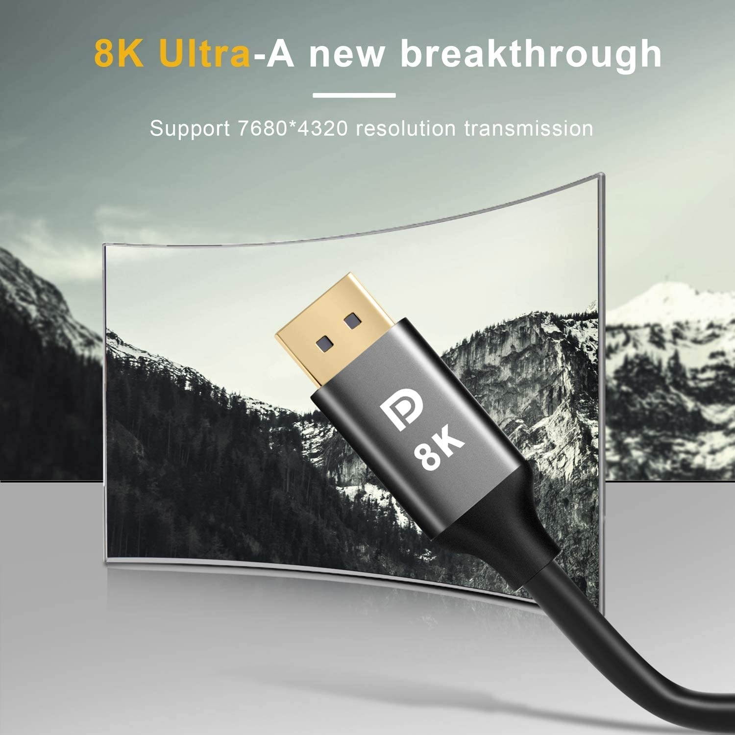 LinkinPerk 8K DisplayPort Cable DisplayPort to DisplayPort 1.4 Support 8K@60Hz(7680x4320) Resolution 4K@144Hz 32.4Gbps HDR HBR3 HDCP2.2 for PC LaptopHDTV Monitor (10FT)