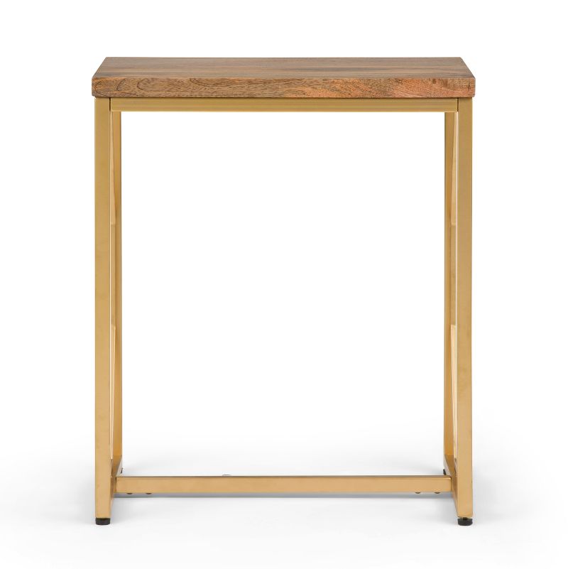 13" Ebsen Metal and Wood Accent Table Natural/Gold - WyndenHall