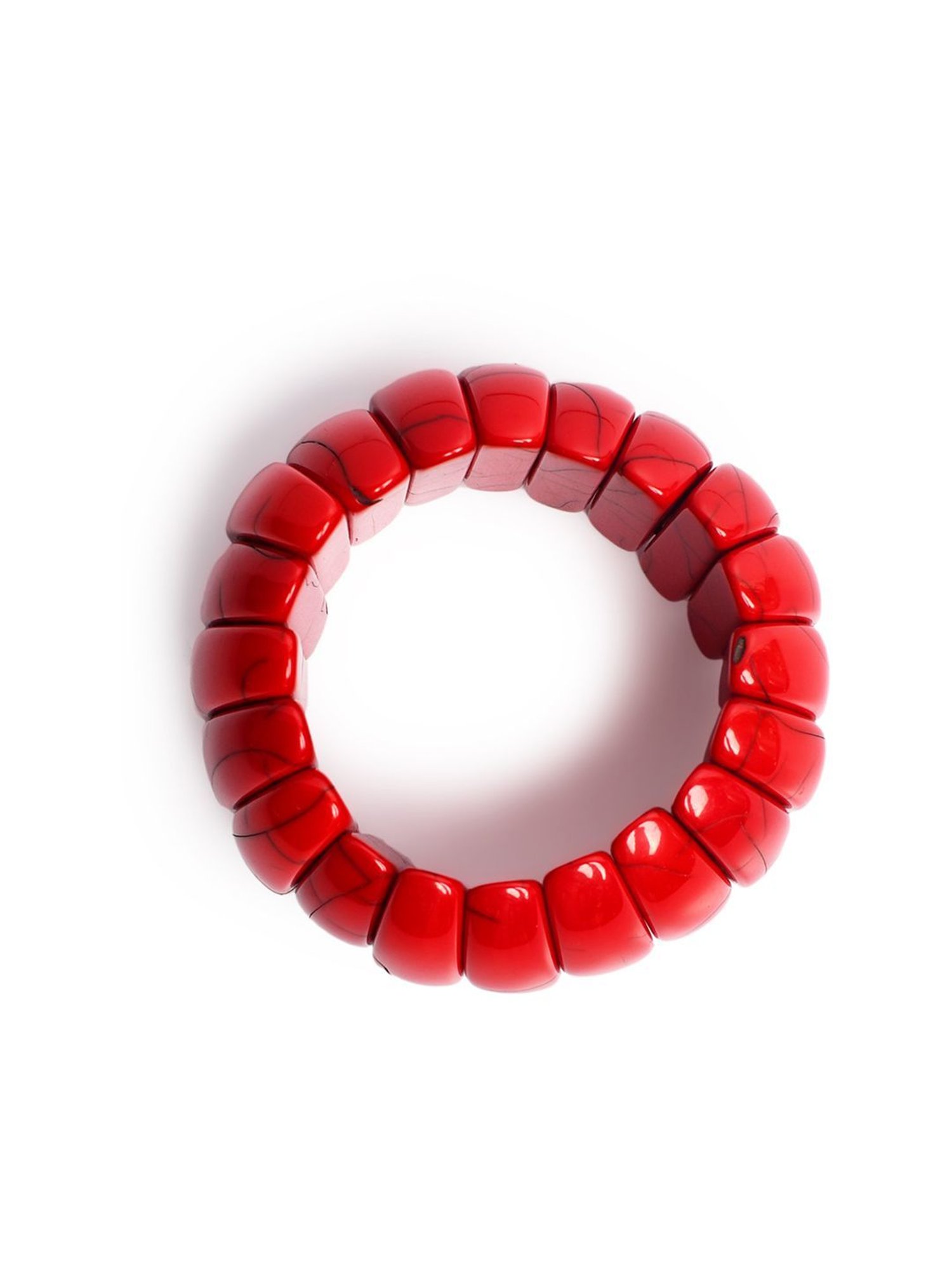 IMLI STREET Red Artificial Beaded Stretchable Bracelet for Women