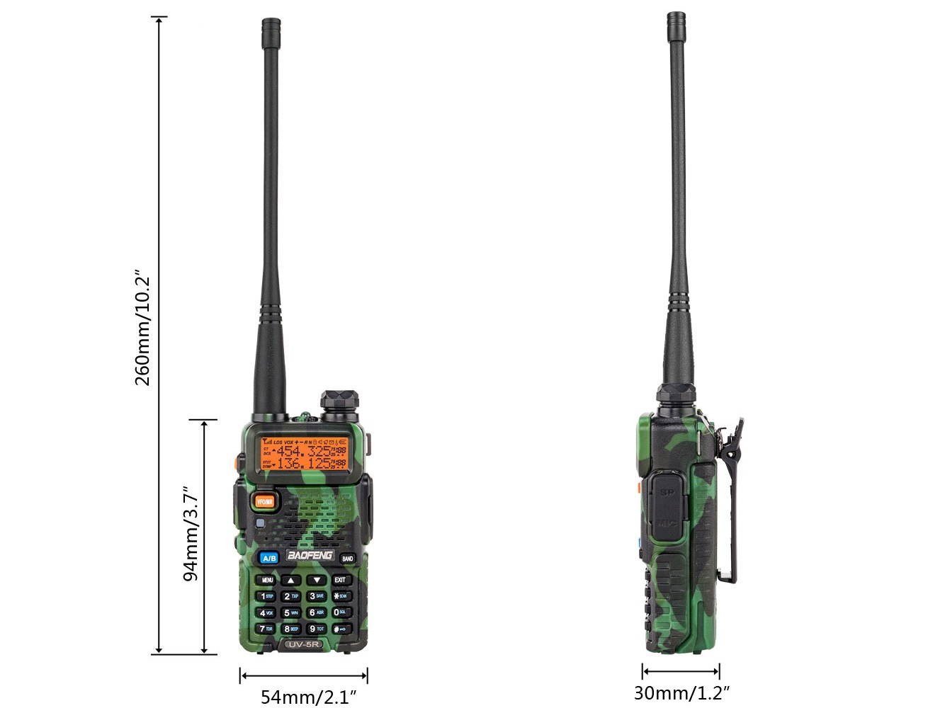 BAOFENG 1.5" LCD 5W 136~174MHz / 400~520MHz Dual Band Walkie Talkie with 1-LED Flashlight Camouflage Color