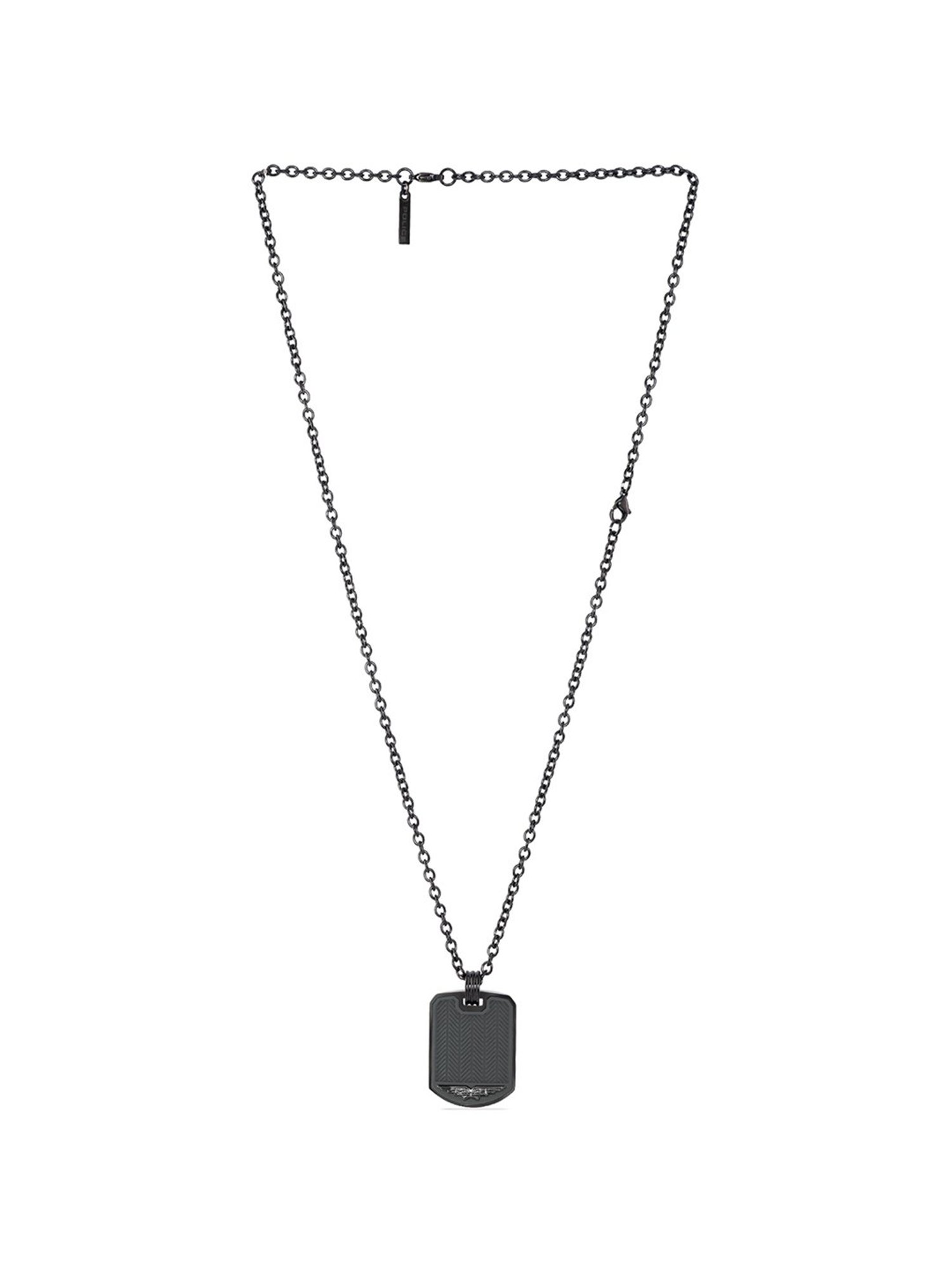 Police Black-Plated Onset Necklace for Men