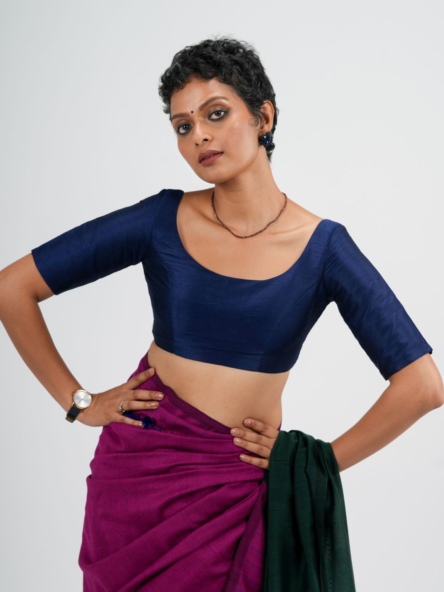 Suta Blue Round neck Blouse