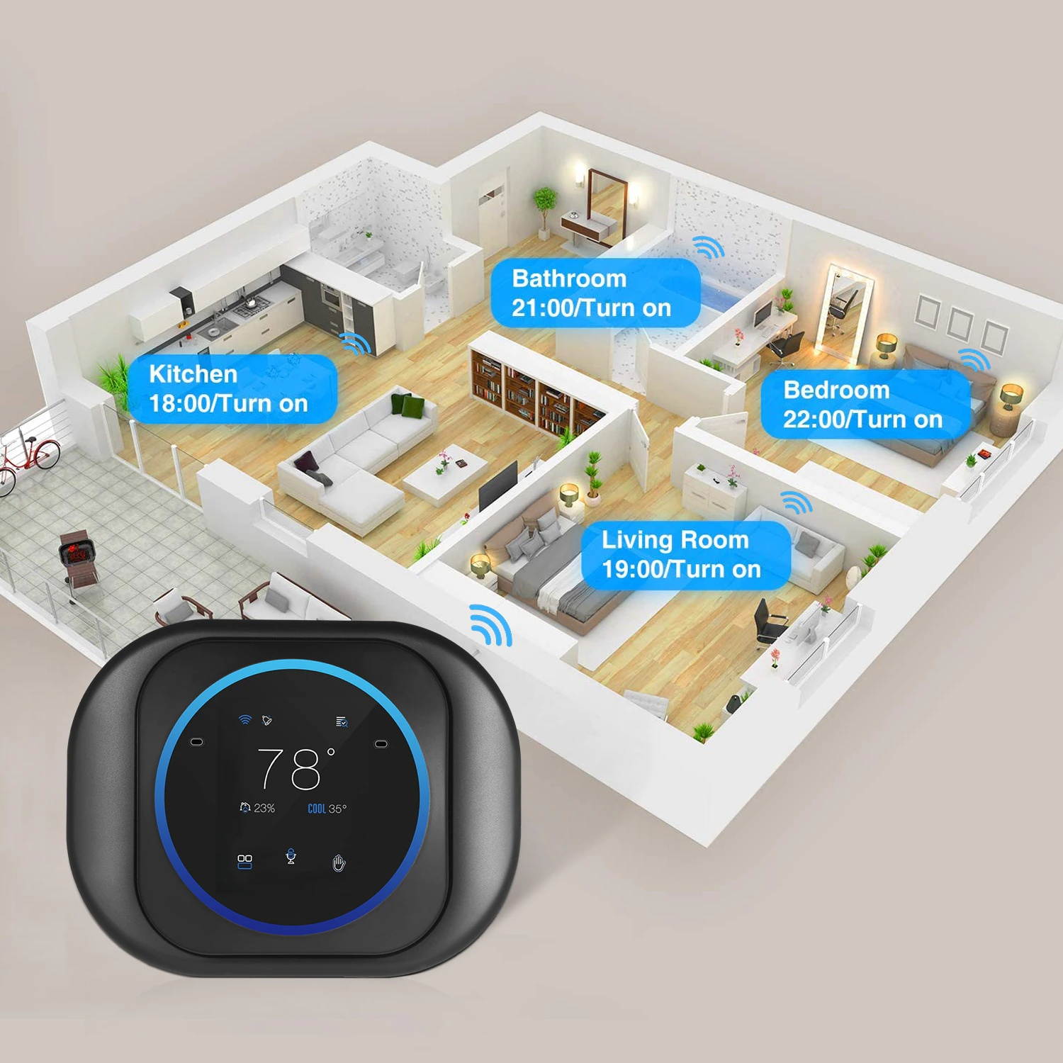 T18UTW-7-WIFI Smart Thermostat Compatible with Built-In Alexa Tuya APP Control Programmable Universal Temperature Controller