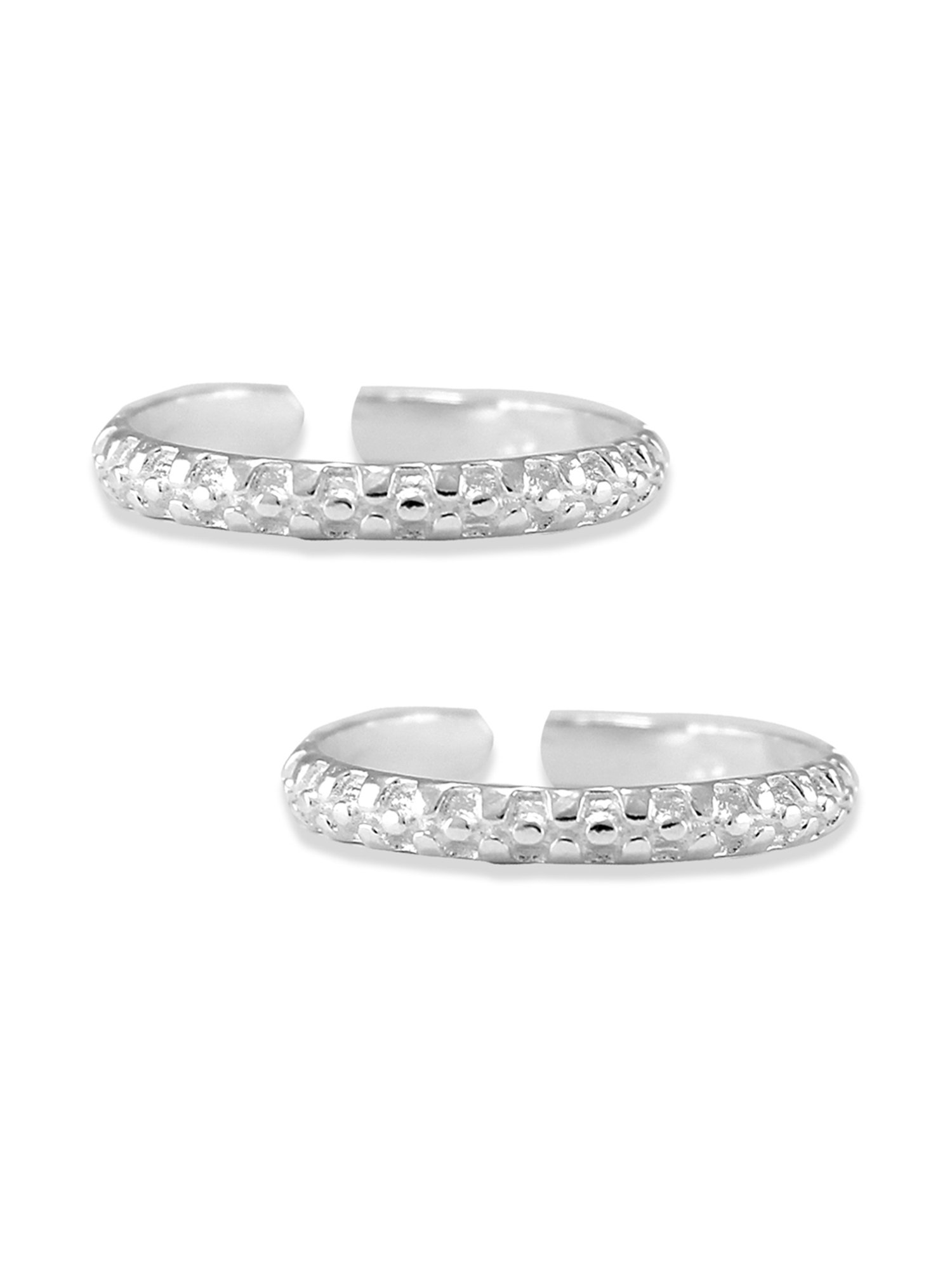 Taraash 92.5 Sterling Silver Cutwork Toe Rings for Women