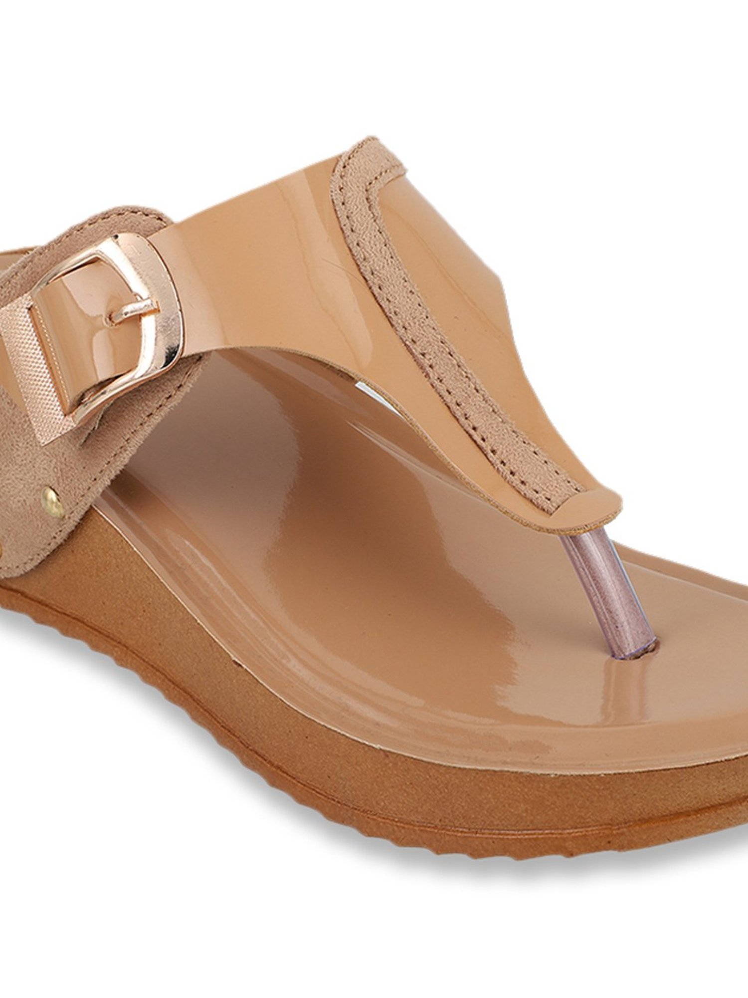 Iconics Women's Beige Thong Wedges