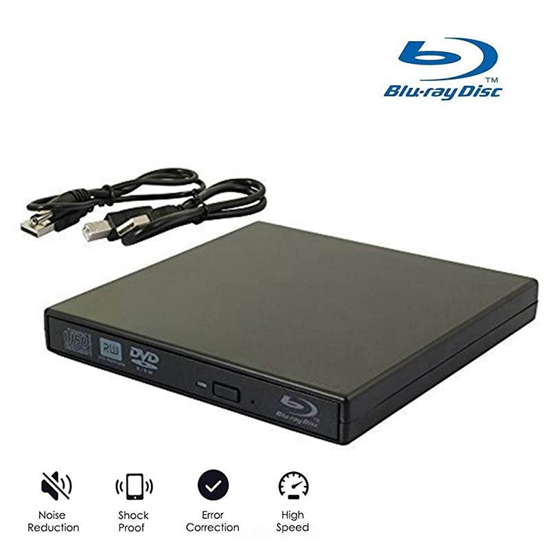 Blu Ray DVD Drive USB 2.0 Ultra-Slim CD/DVD-ROM CD/DVD-RW Burner Player Rewriter for All Laptop/Notebook/Desktop with Windows 7/8/10/XP MAC OS(Black)