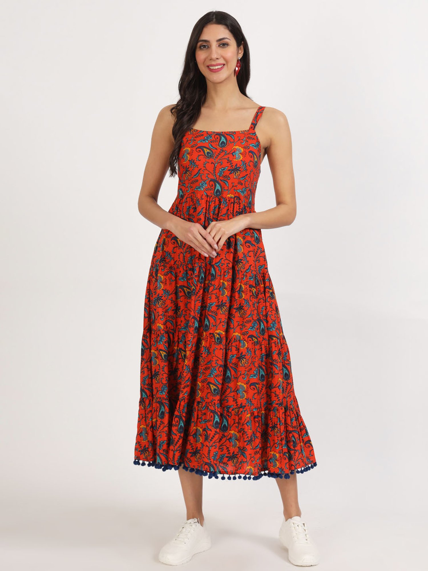 Divena Red Printed Ethnic Dress