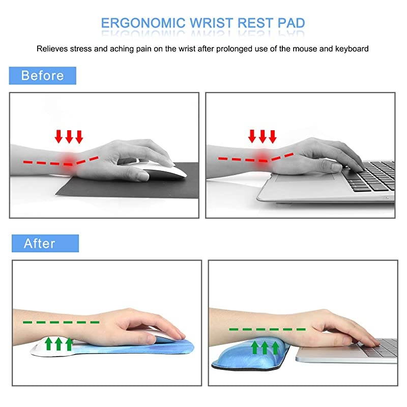Ergonomic Mouse Pad with Wrist Support Gel and Keyboard Wrist Rest Pad, Mouse Wrist Cushion Support for Office, Computer, Laptop, Mac, Comfortable,and Pain Relief, Black Brain